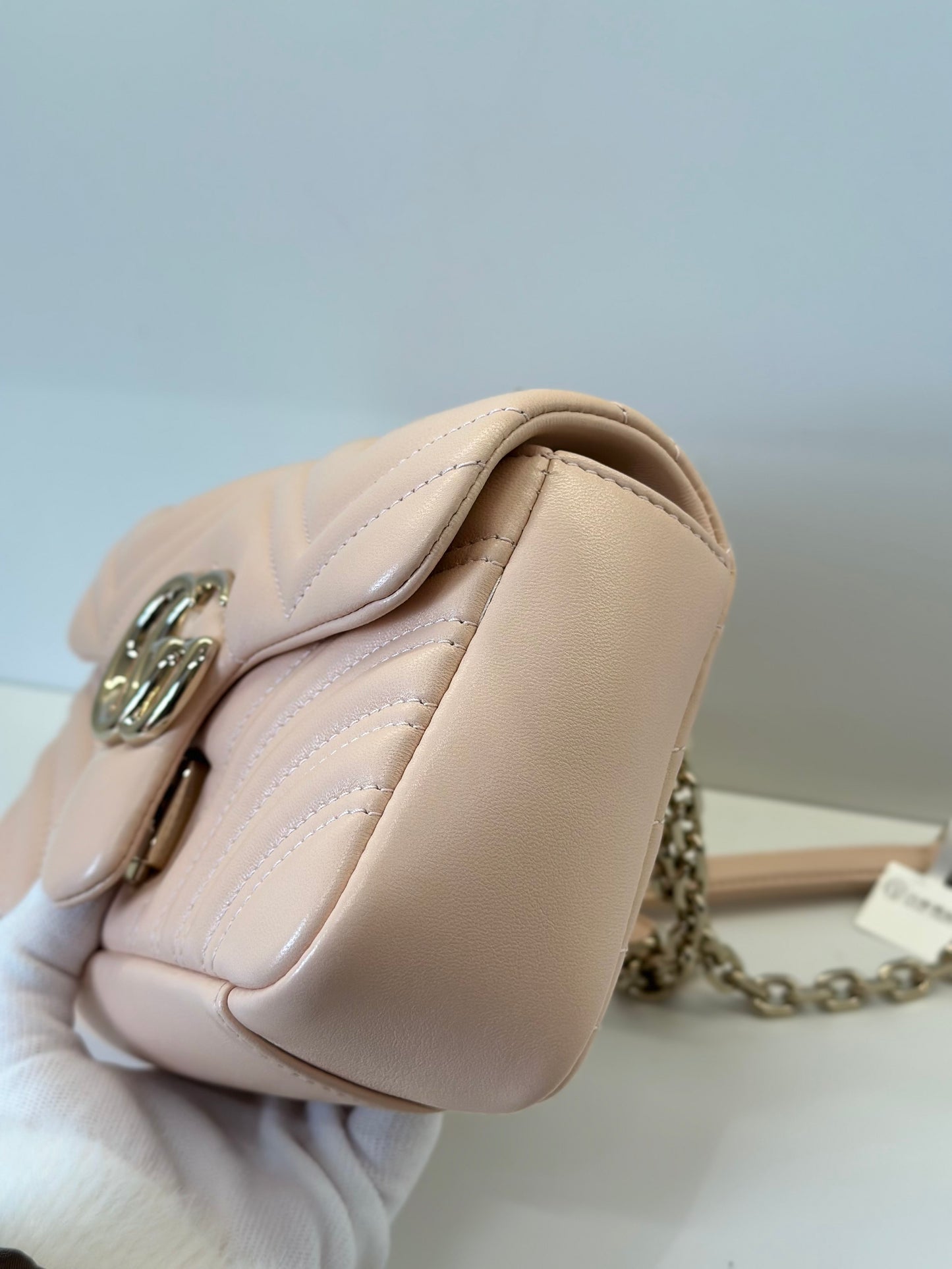Gucci - GG Marmont Matelassé Shoulder Bag - Leather - Pink - (mini)