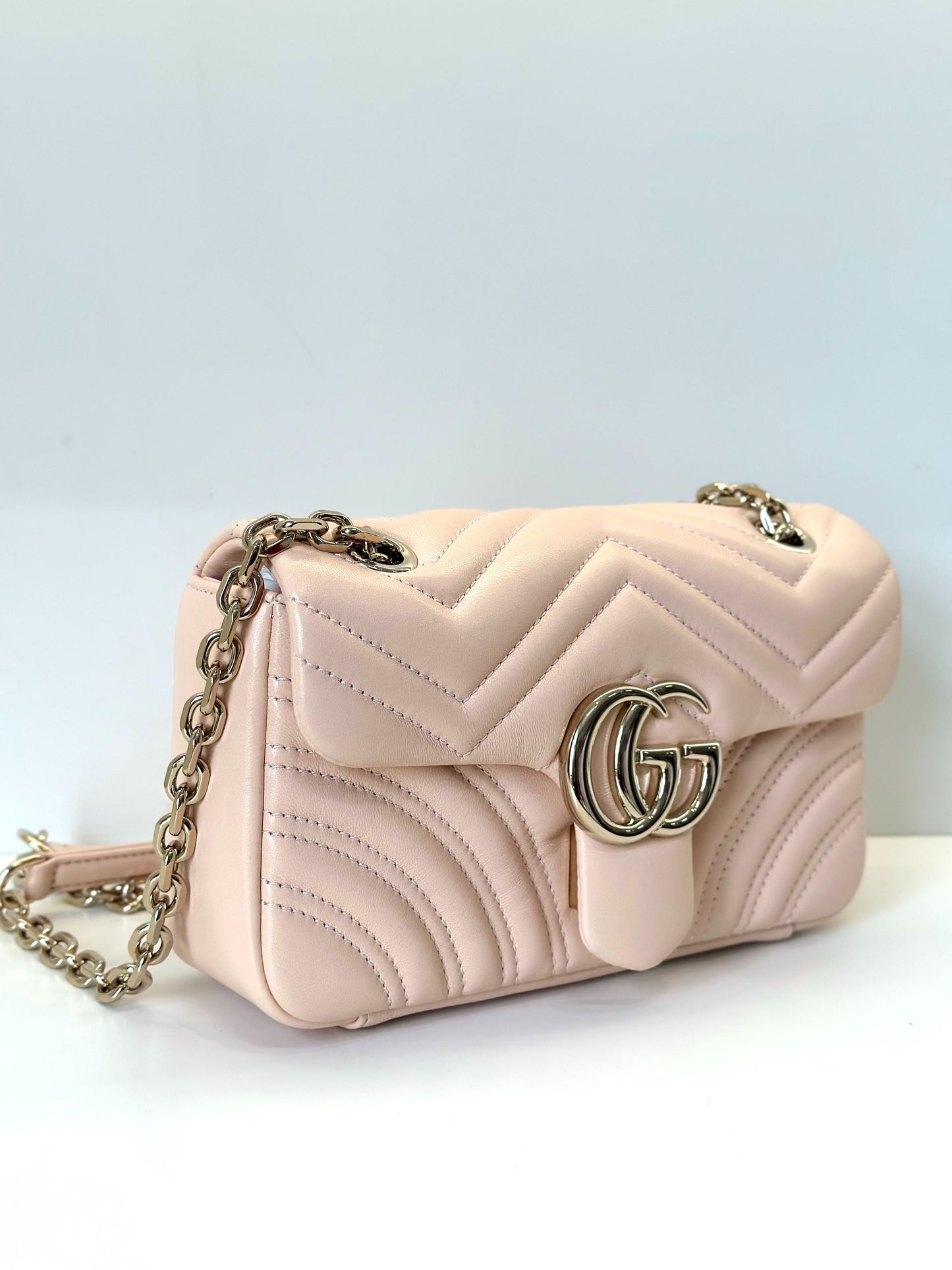 Gucci - GG Marmont Matelassé Shoulder Bag - Leather - Pink - (mini)