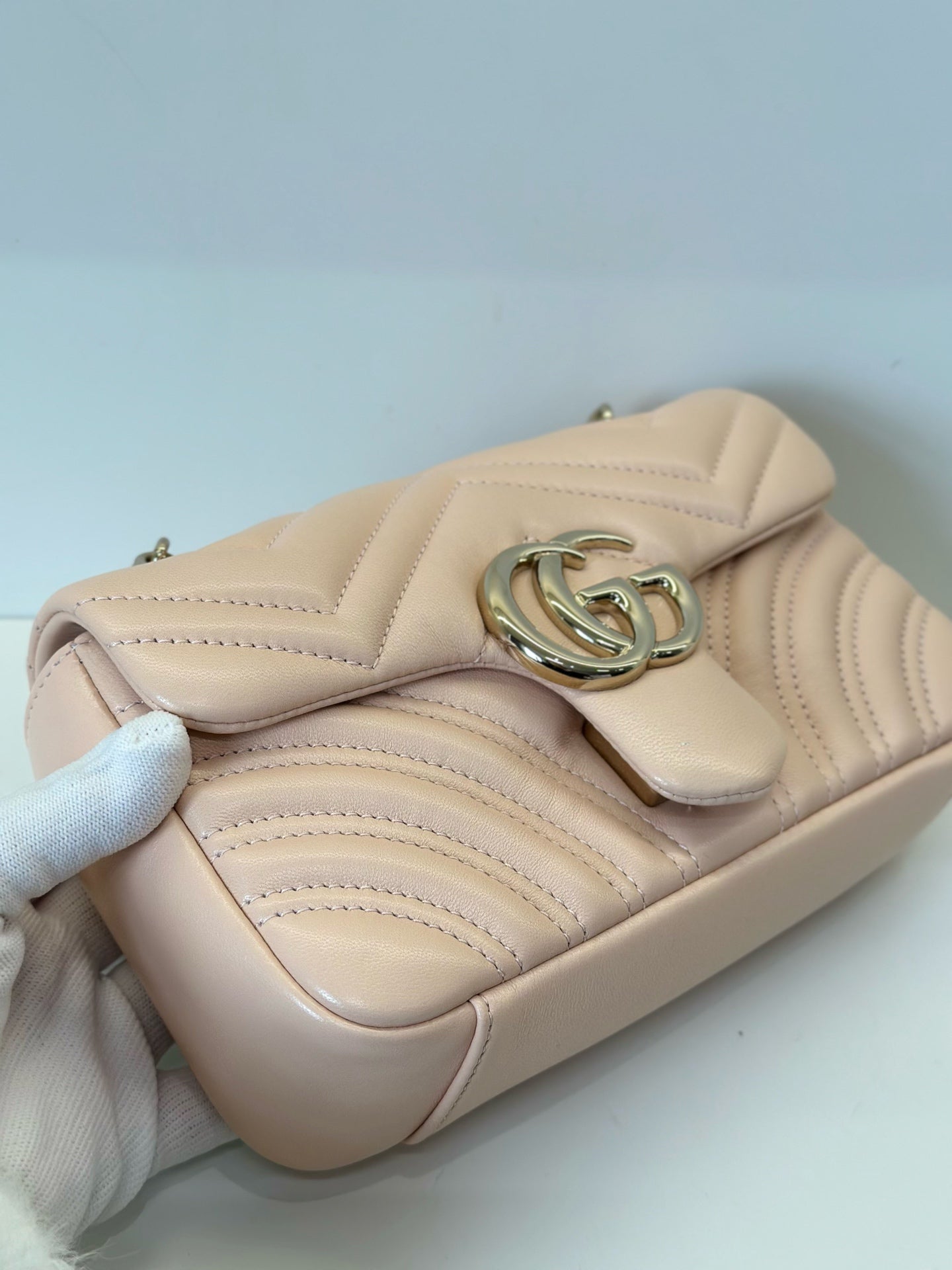 Gucci - GG Marmont Matelassé Shoulder Bag - Leather - Pink - (mini)