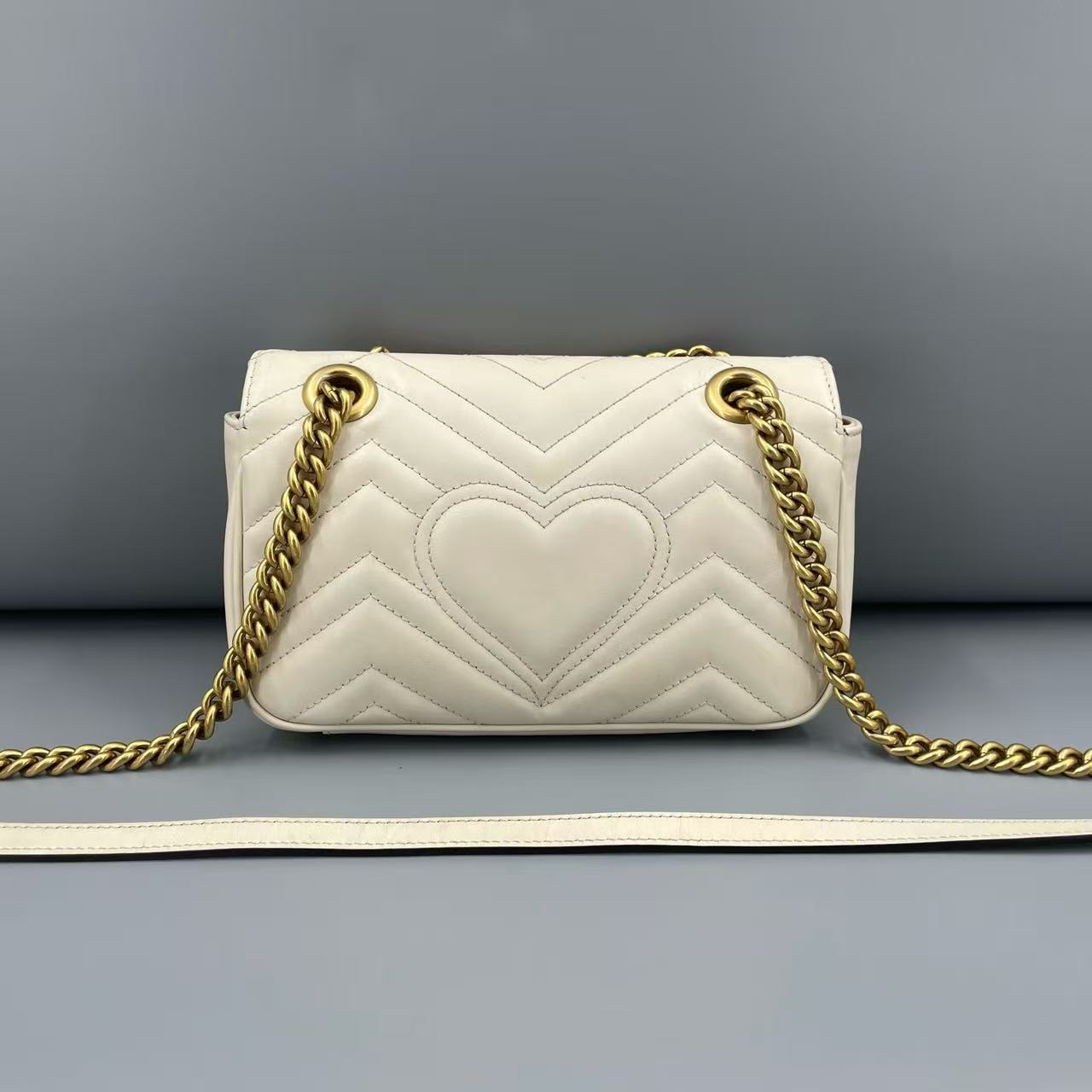 Gucci - GG Marmont Matelassé Shoulder Bag - Leather - White - (mini)