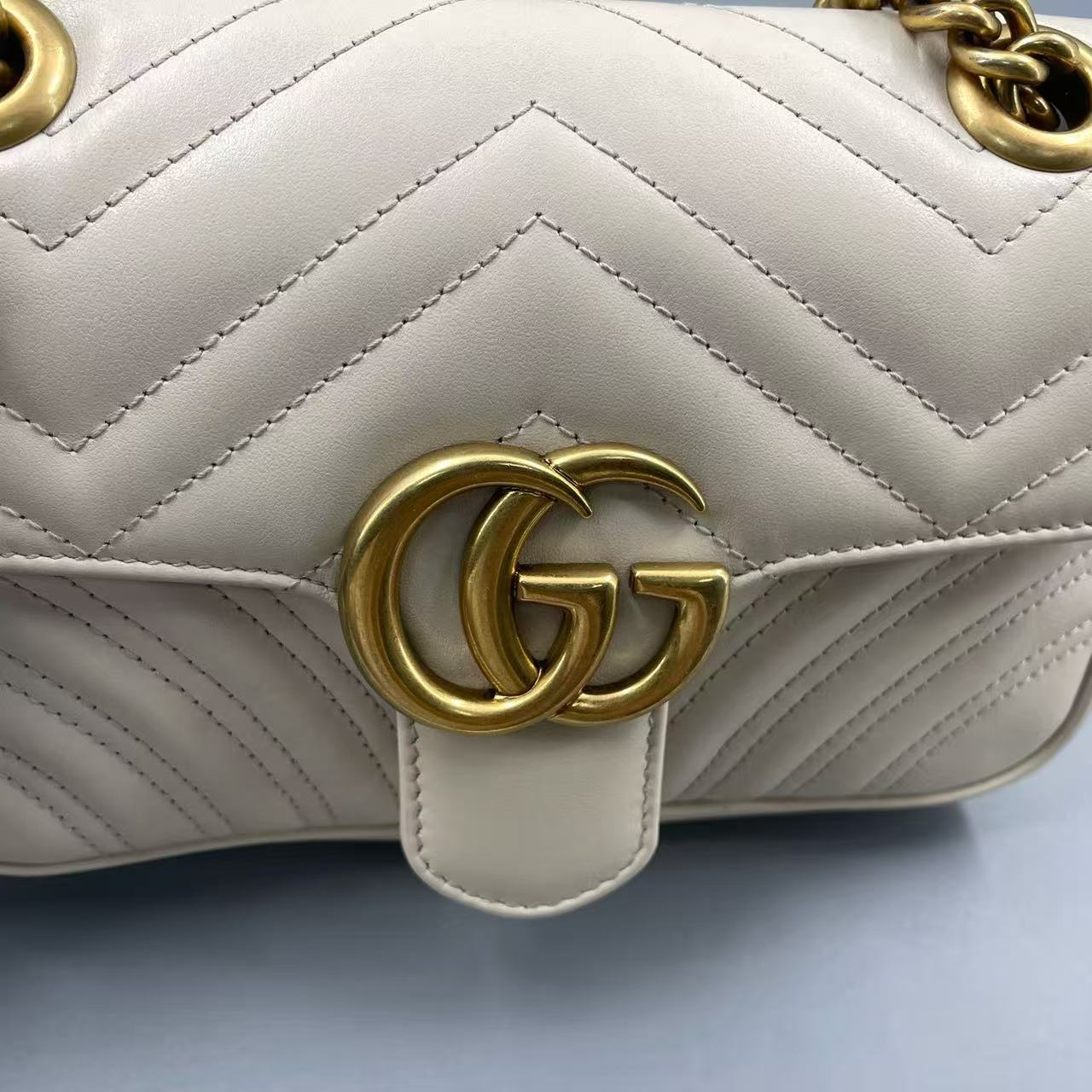 Gucci - GG Marmont Matelassé Shoulder Bag - Leather - White - (mini)