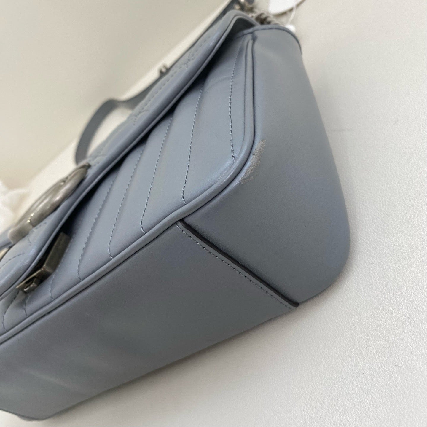 Gucci - GG Marmont Matelassé Shoulder Bag - Matelassé leather - Pale Blue - (Medium)