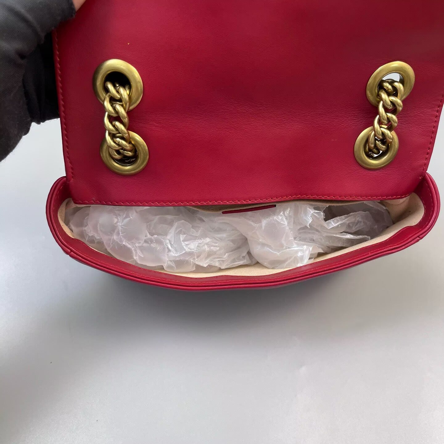 Gucci - GG Marmont Matelassé Small Shoulder Bag - Leather - Red with Gold-Tone Hardware - (small)