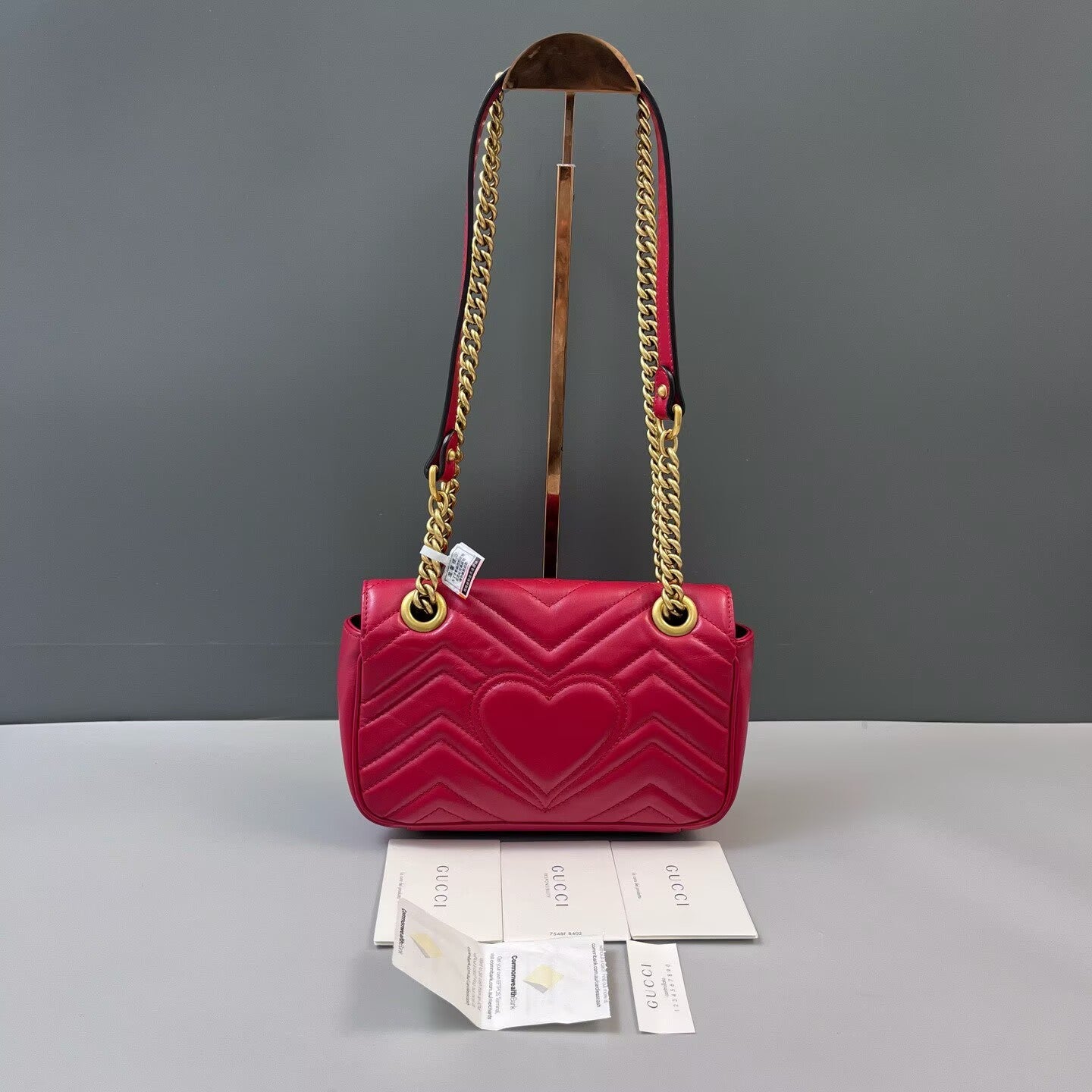 Gucci - GG Marmont Matelassé Small Shoulder Bag - Leather - Red with Gold-Tone Hardware - (small)