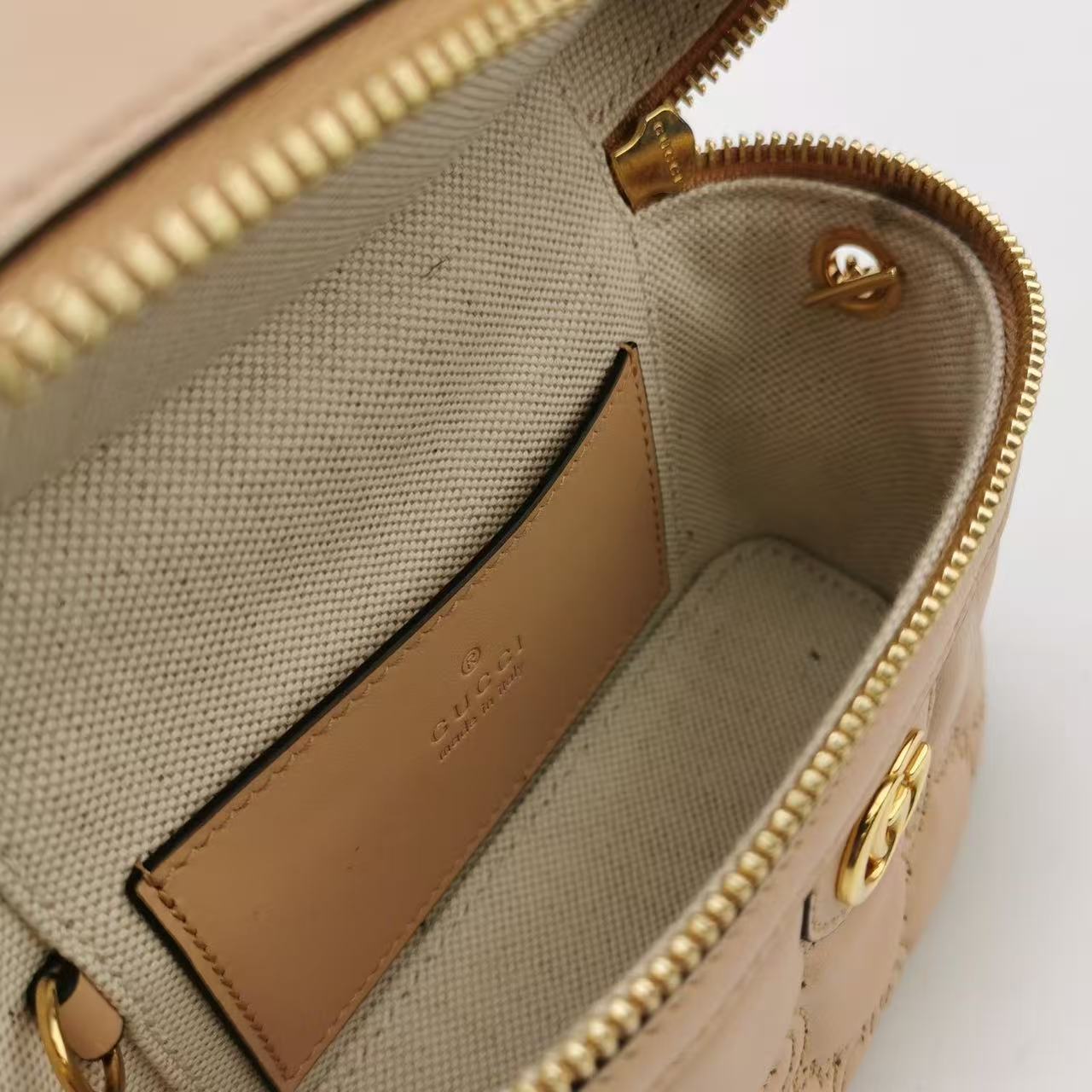 Gucci - GG Marmont Matelassé Vanity Case - Leather - Beige - (mini)