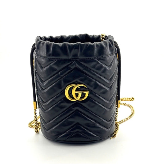 Gucci - GG Marmont Mini Bucket Bag - Leather - Black - (mini)