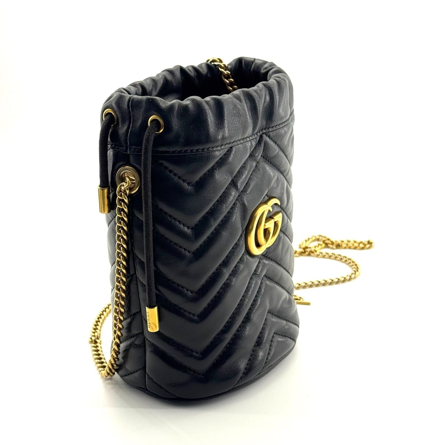 Gucci - GG Marmont Mini Bucket Bag - Leather - Black - (mini)