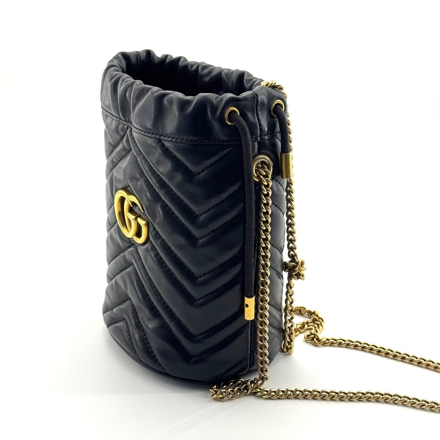Gucci - GG Marmont Mini Bucket Bag - Leather - Black - (mini)