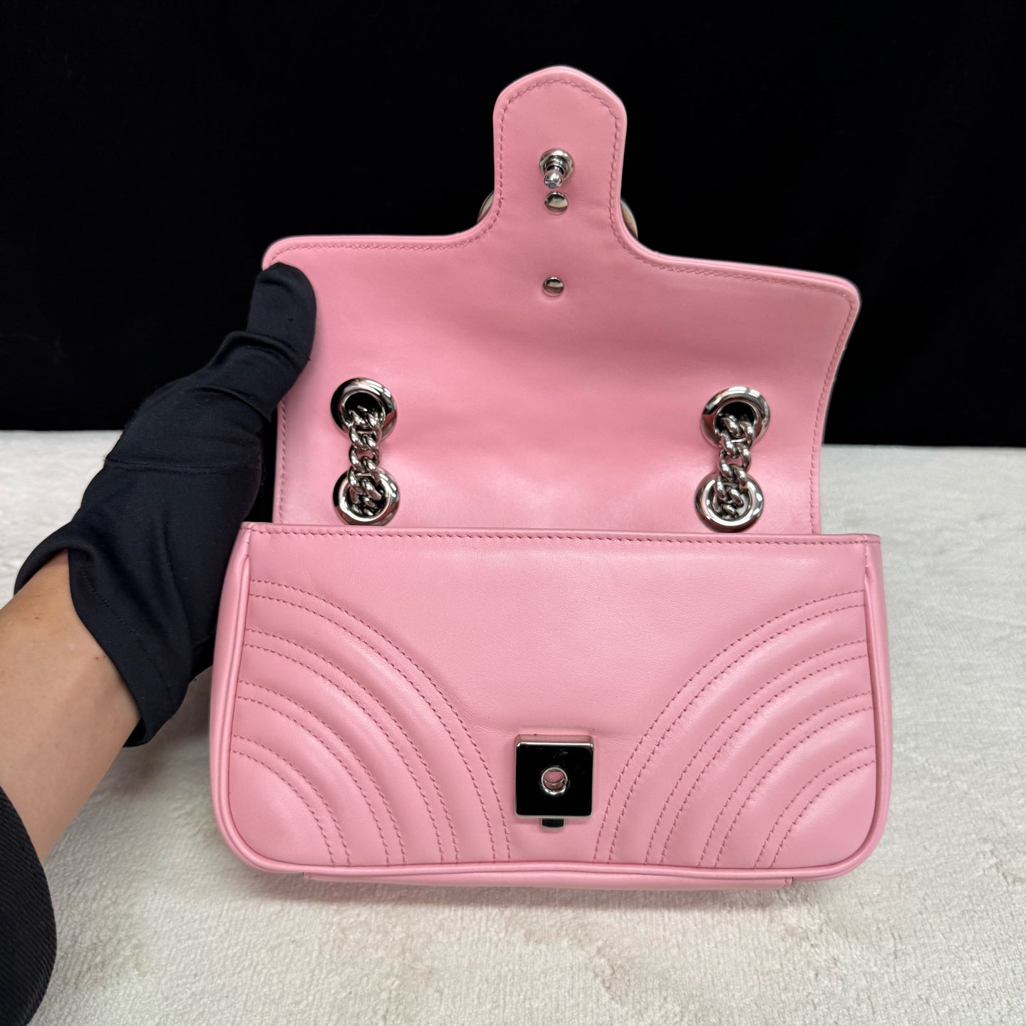 Gucci - GG Marmont Mini Chain Bag - Leather - Pink - (Mini)