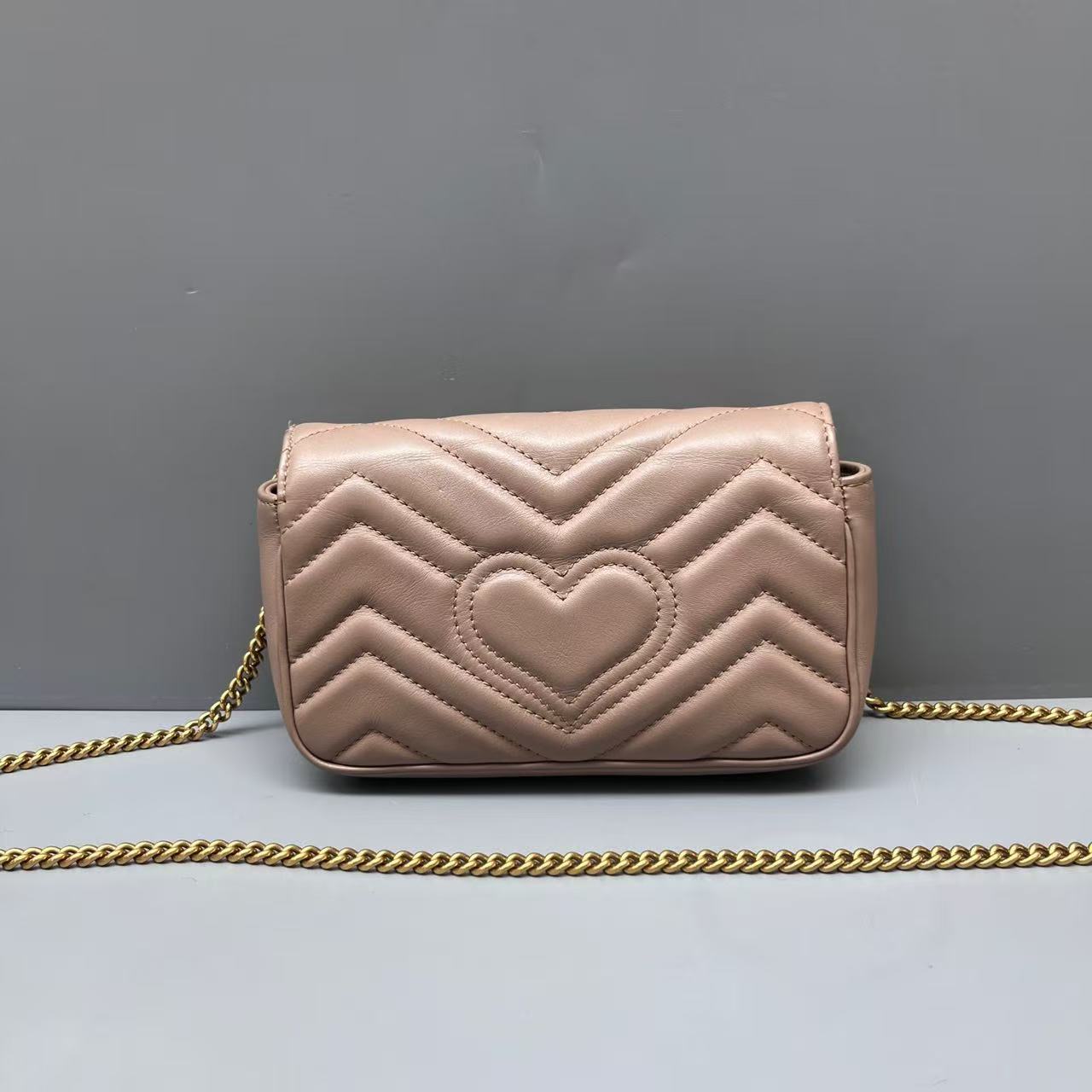 Gucci - GG Marmont Mini Chain Bag - Matelassé leather - Beige with Gold-Tone Hardware - (mini)