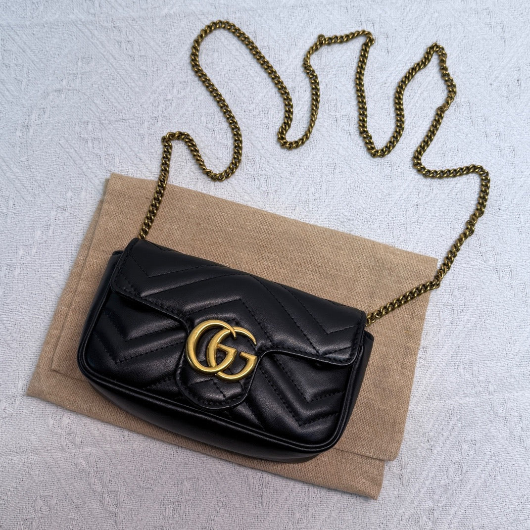 Gucci - GG Marmont Mini - Cowhide leather - Black - (mini)