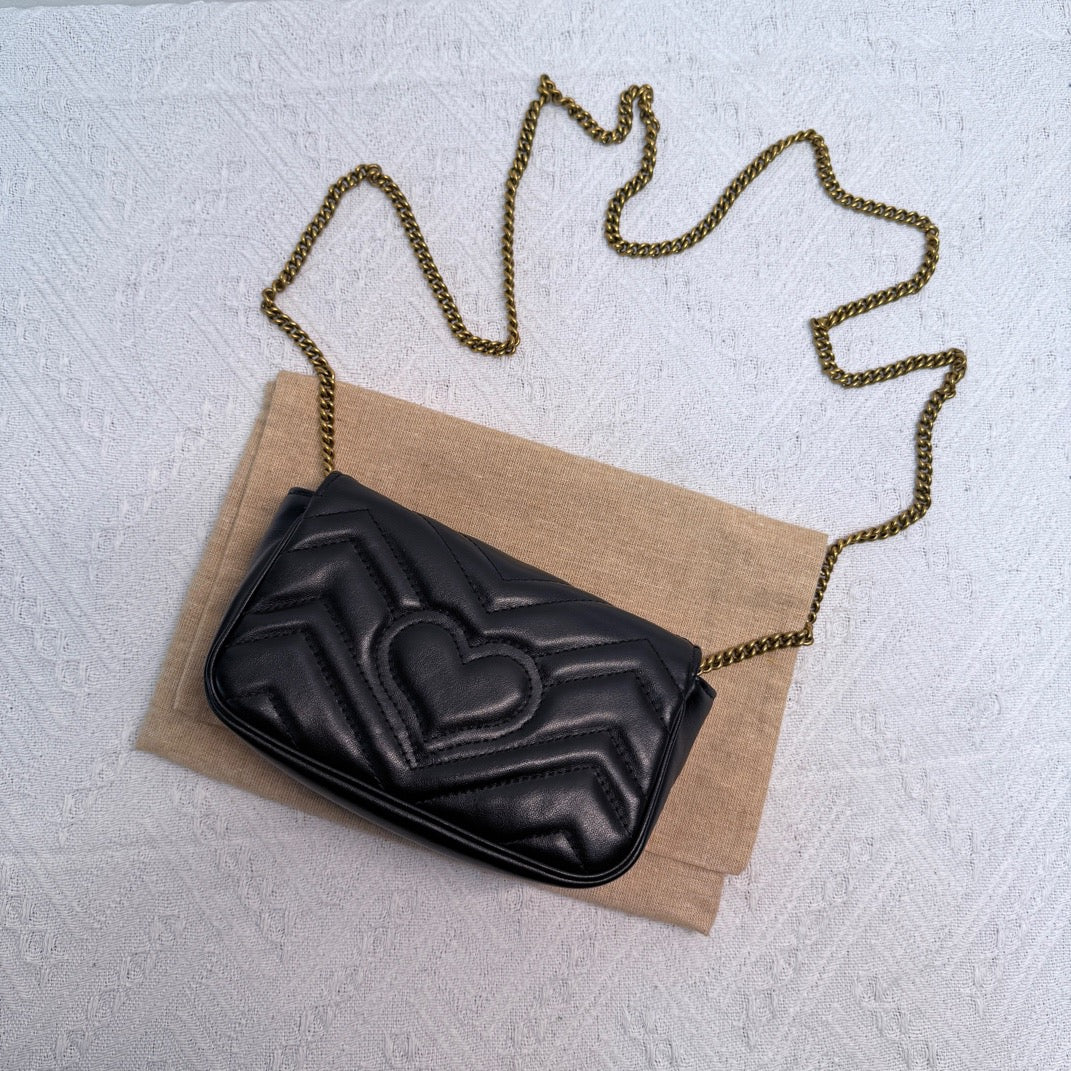Gucci - GG Marmont Mini - Cowhide leather - Black - (mini)