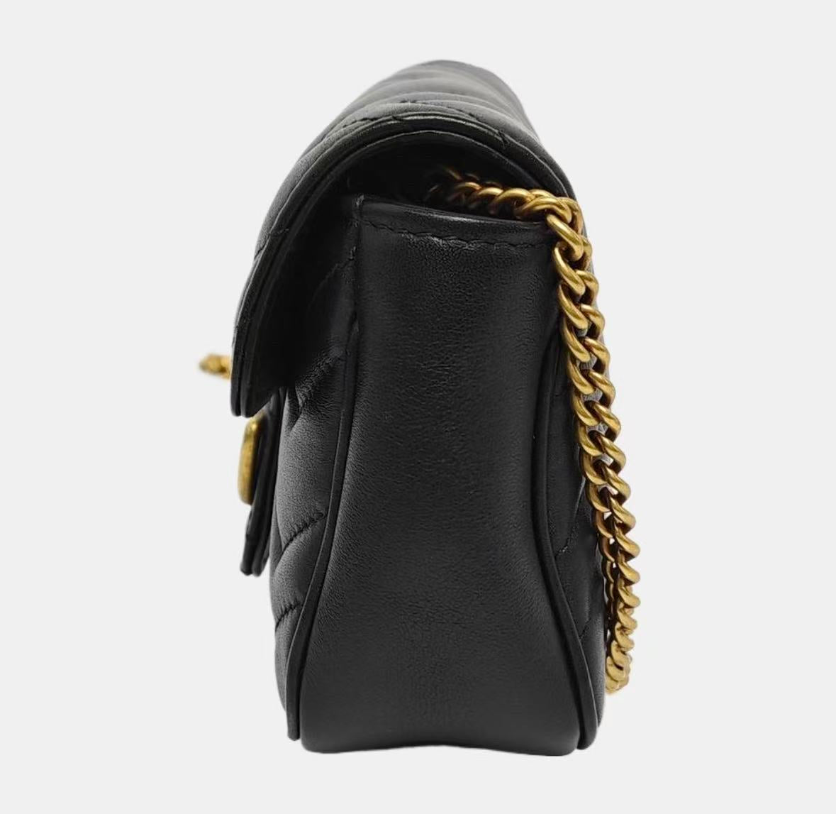 Gucci - GG Marmont Mini - Cowhide leather - Black with Gold-Tone Hardware - (mini)