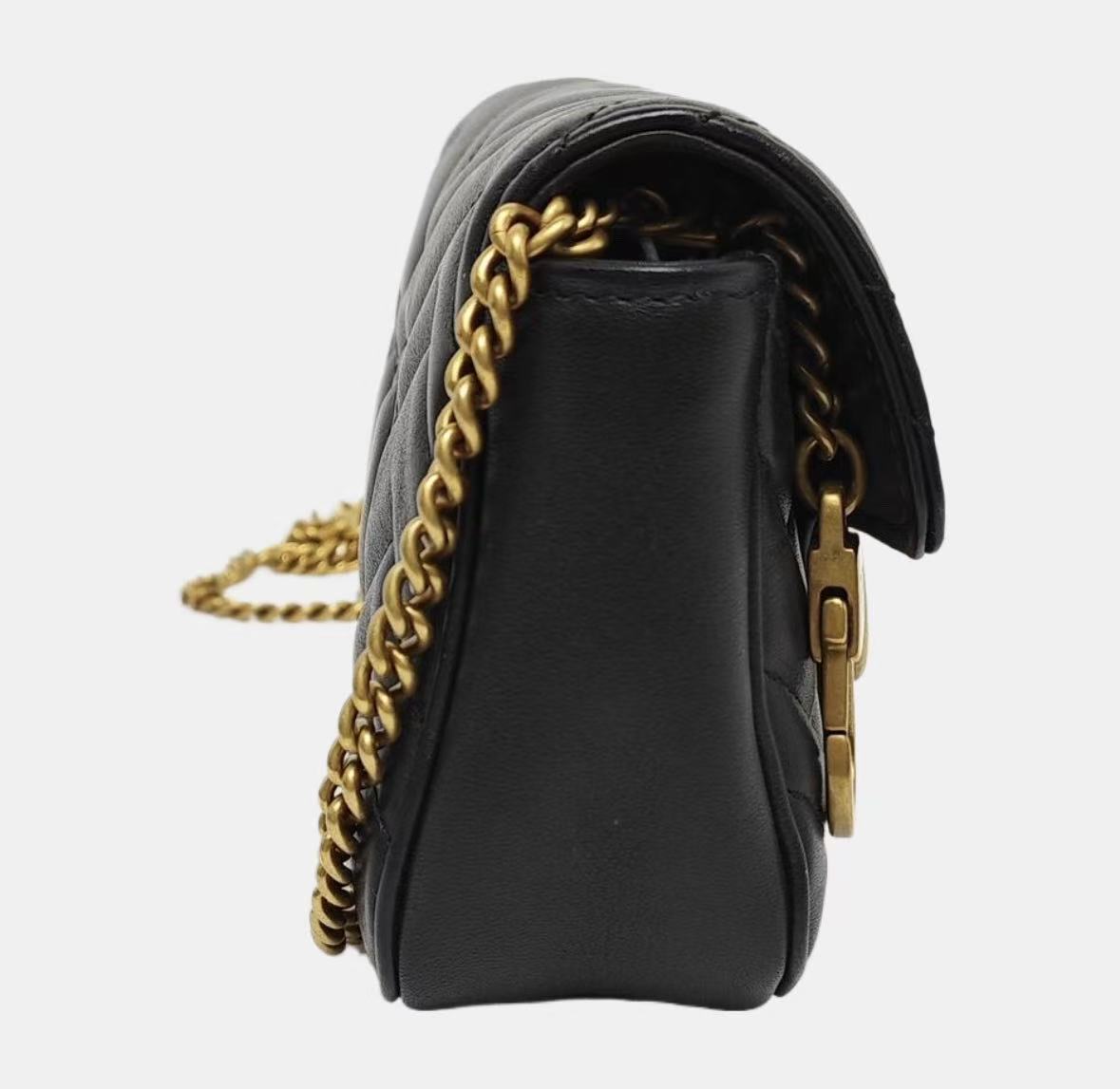 Gucci - GG Marmont Mini - Cowhide leather - Black with Gold-Tone Hardware - (mini)