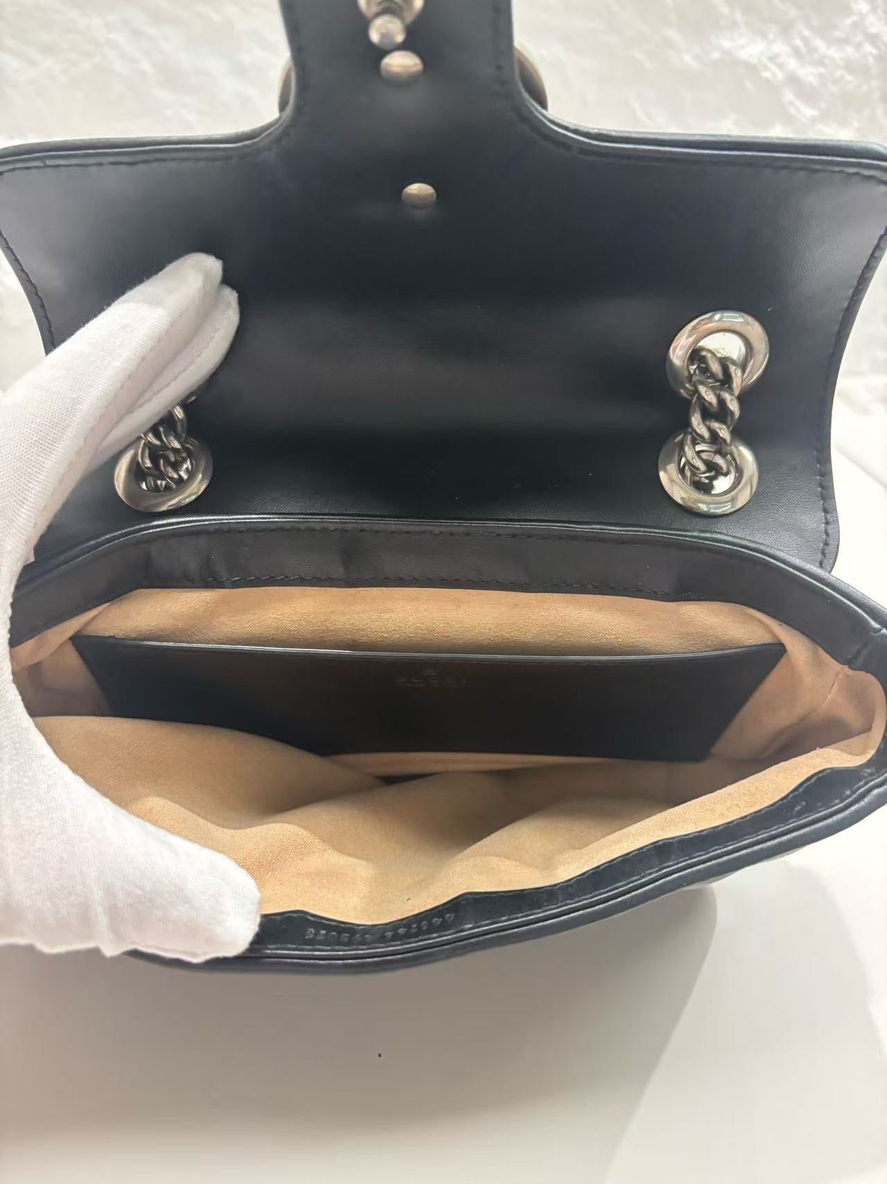 Gucci - GG Marmont Mini Flap Bag - Leather - Black - (Mini)