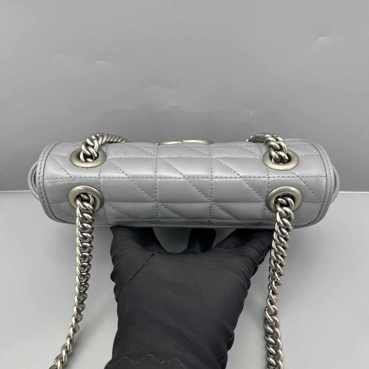 Gucci - GG Marmont Mini Flap Bag - Leather - Grey - (mini)