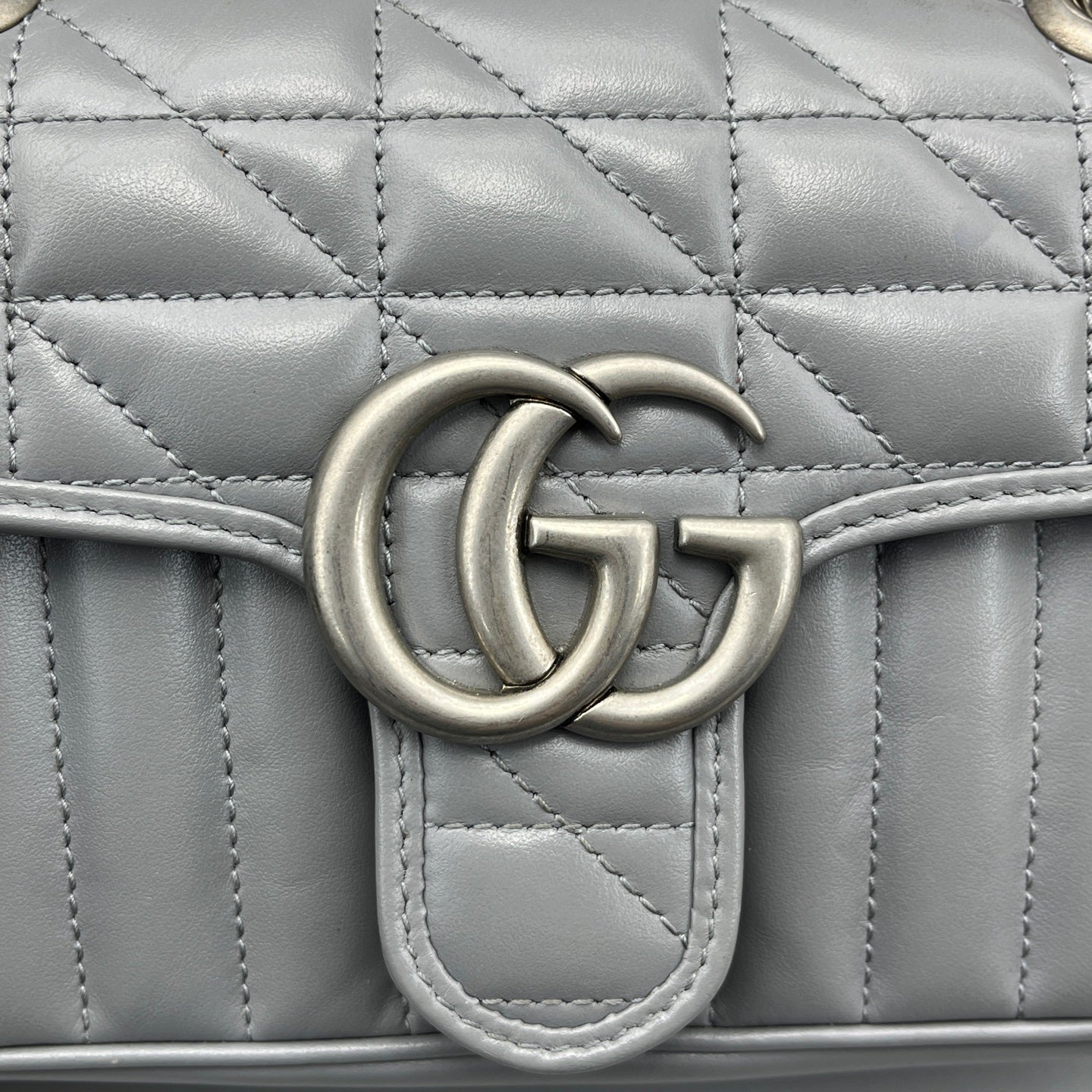 Gucci - GG Marmont Mini Flap Bag - Leather - Grey - (mini)