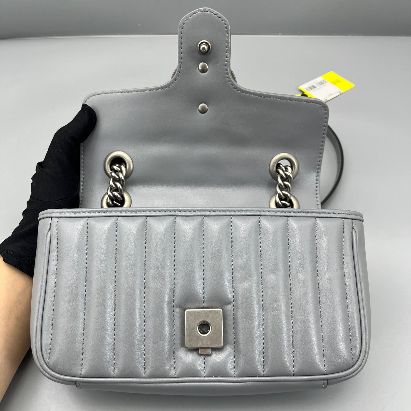 Gucci - GG Marmont Mini Flap Bag - Leather - Grey - (mini)
