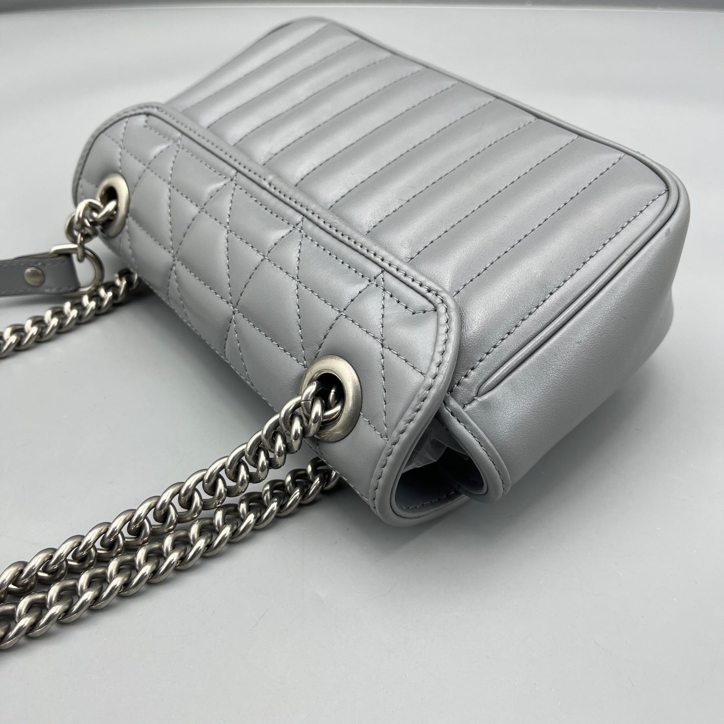 Gucci - GG Marmont Mini Flap Bag - Leather - Grey - (mini)