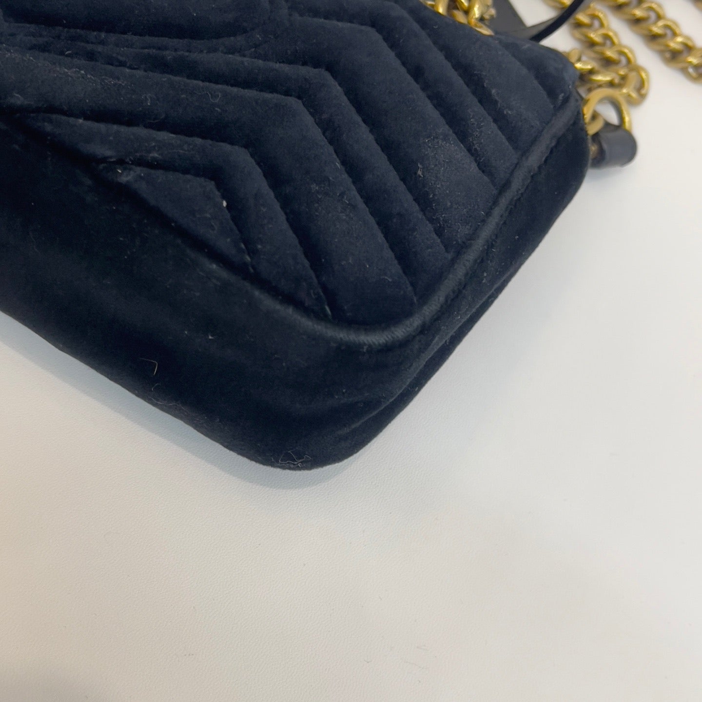 Gucci - GG Marmont Mini Flap Bag - Velvet - Black - (mini)