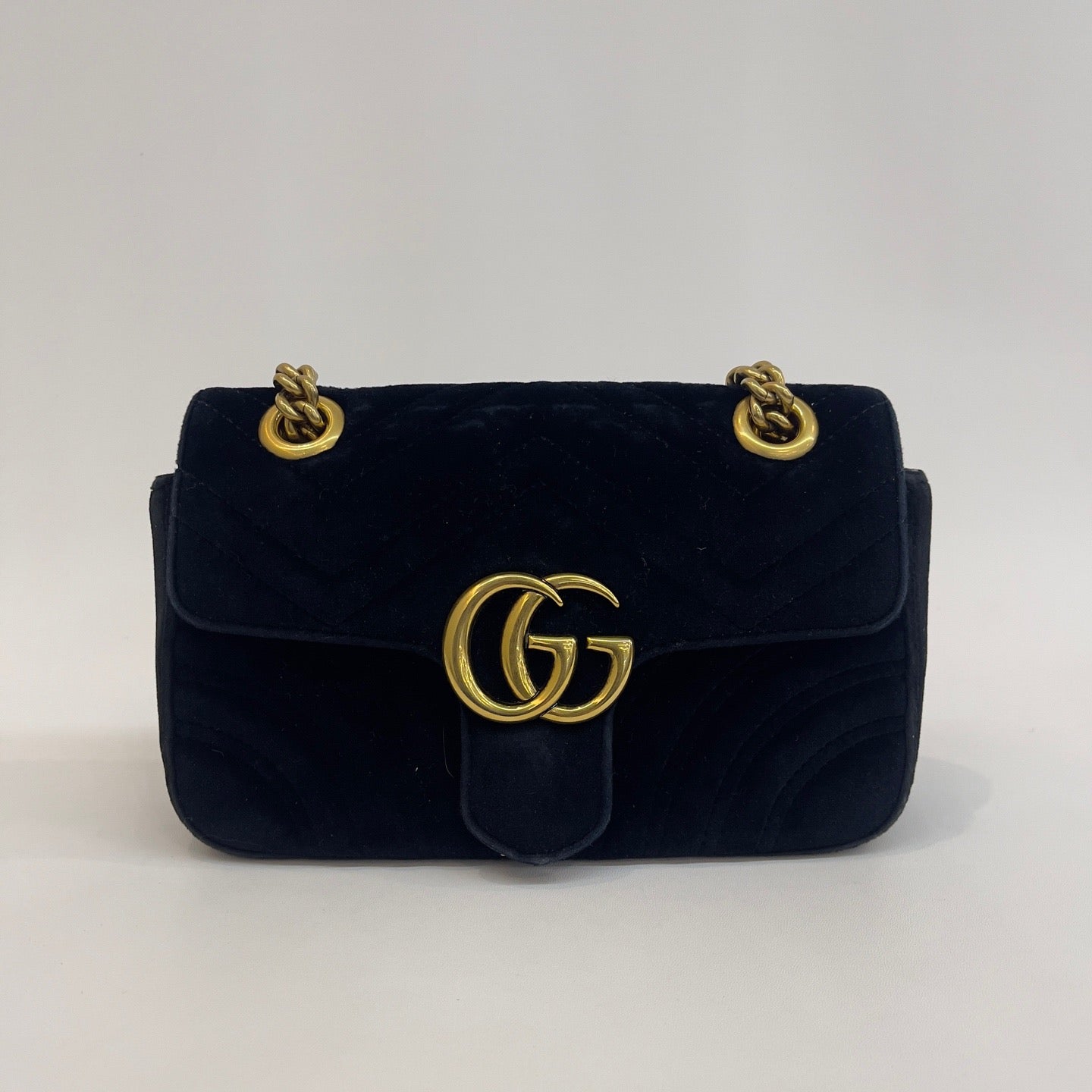 Gucci - GG Marmont Mini Flap Bag - Velvet - Black - (mini)