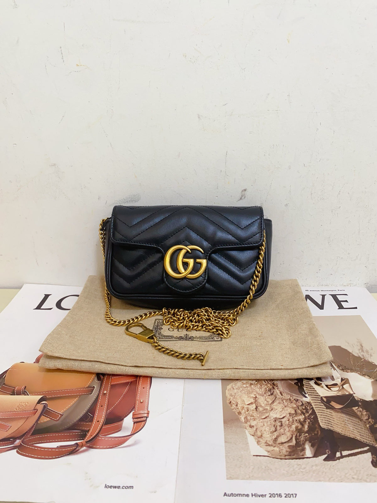 Gucci - GG Marmont Mini - Leather - Black - (mini)
