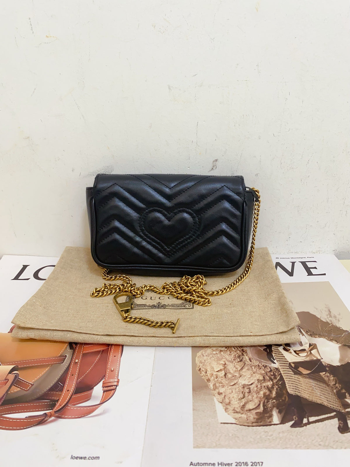 Gucci - GG Marmont Mini - Leather - Black - (mini)