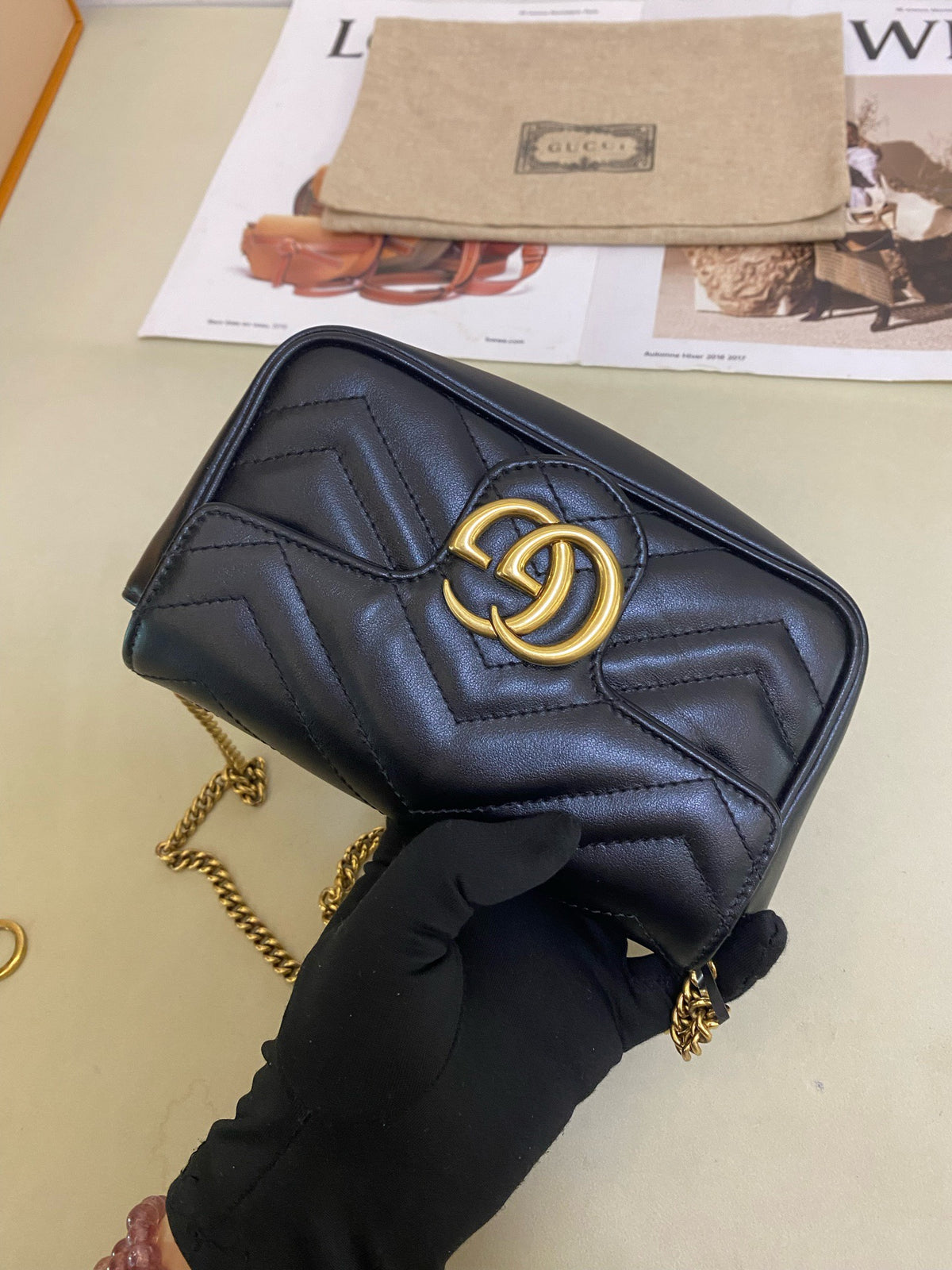 Gucci - GG Marmont Mini - Leather - Black - (mini)