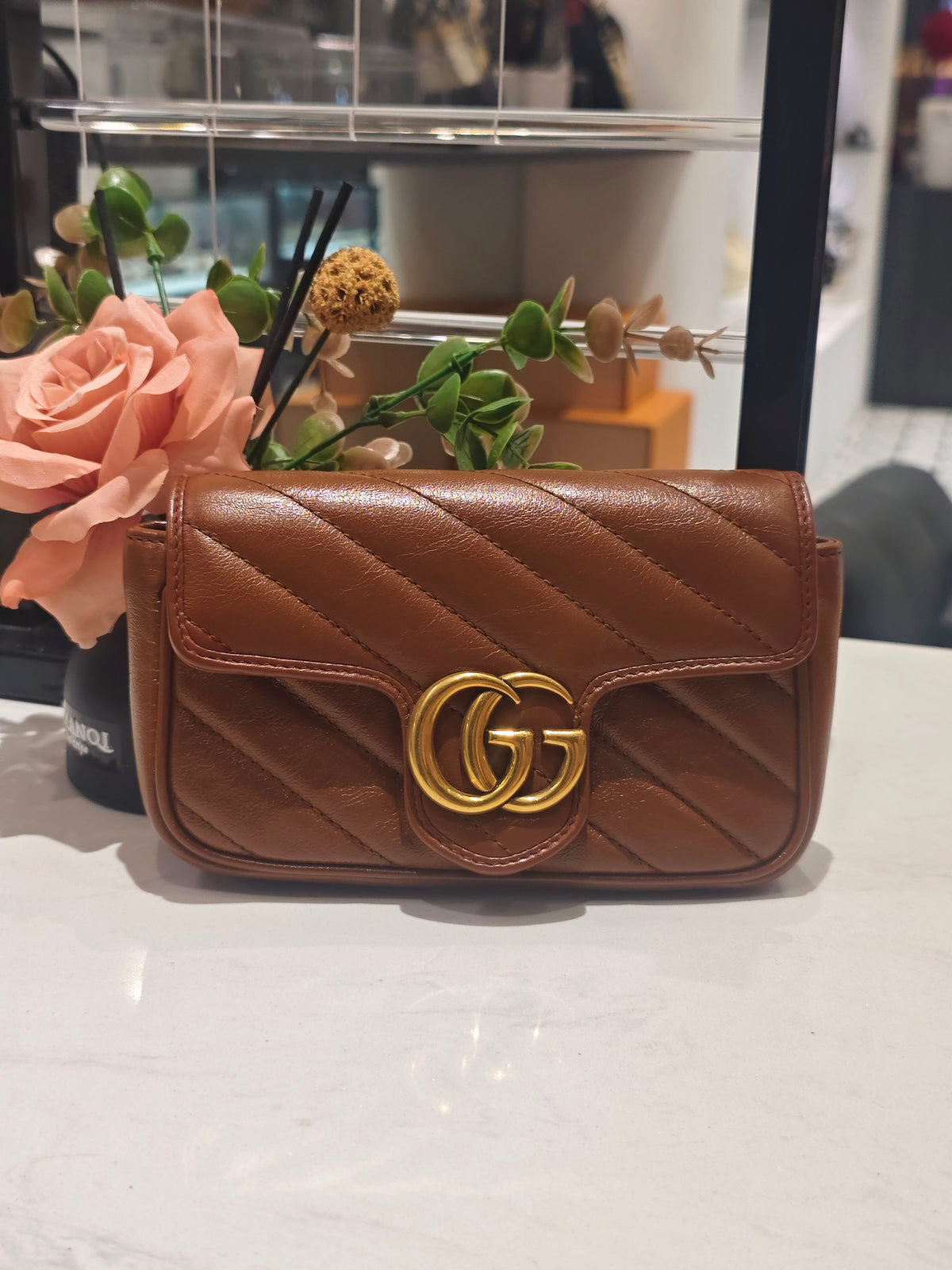Gucci - GG Marmont Mini - Leather - Brown - (mini)
