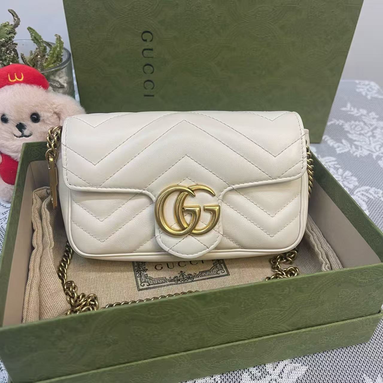 Gucci - GG Marmont Mini Shoulder Bag - Matelassé leather - White - (mini)