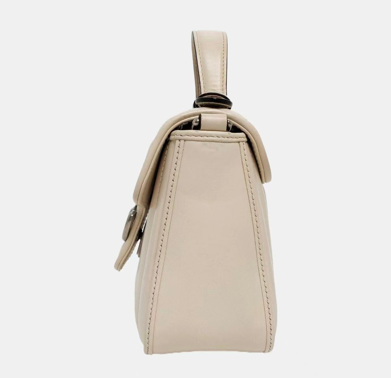 Gucci - GG Marmont Mini Top Handle Bag - Cowhide leather - White with Silver-Tone Hardware - (Mini)