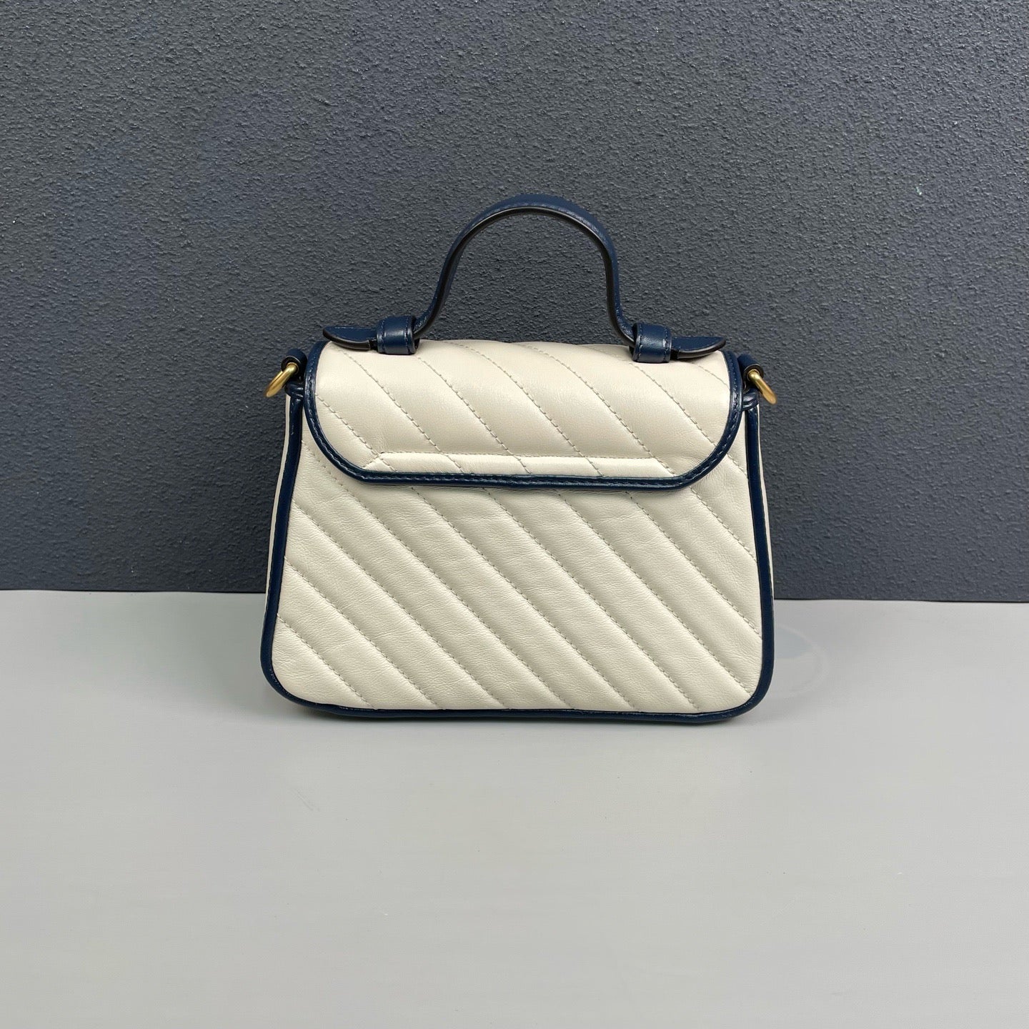 Gucci - GG Marmont Mini Top Handle Bag - Leather - White and Blue - (mini)
