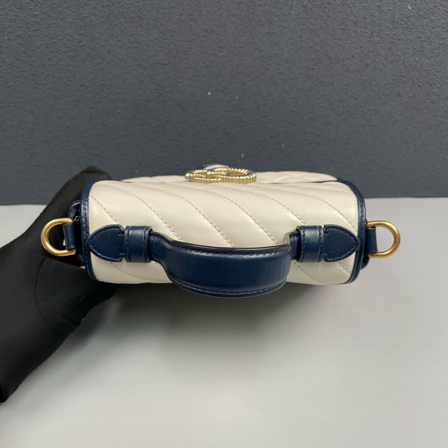 Gucci - GG Marmont Mini Top Handle Bag - Leather - White and Blue - (mini)