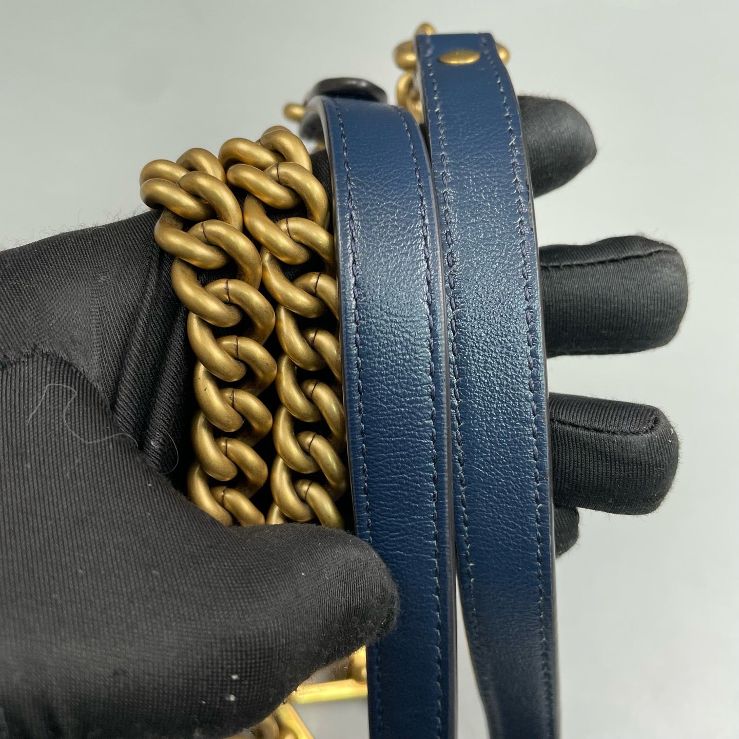 Gucci - GG Marmont Mini Top Handle Bag - Leather - White and Blue - (mini)