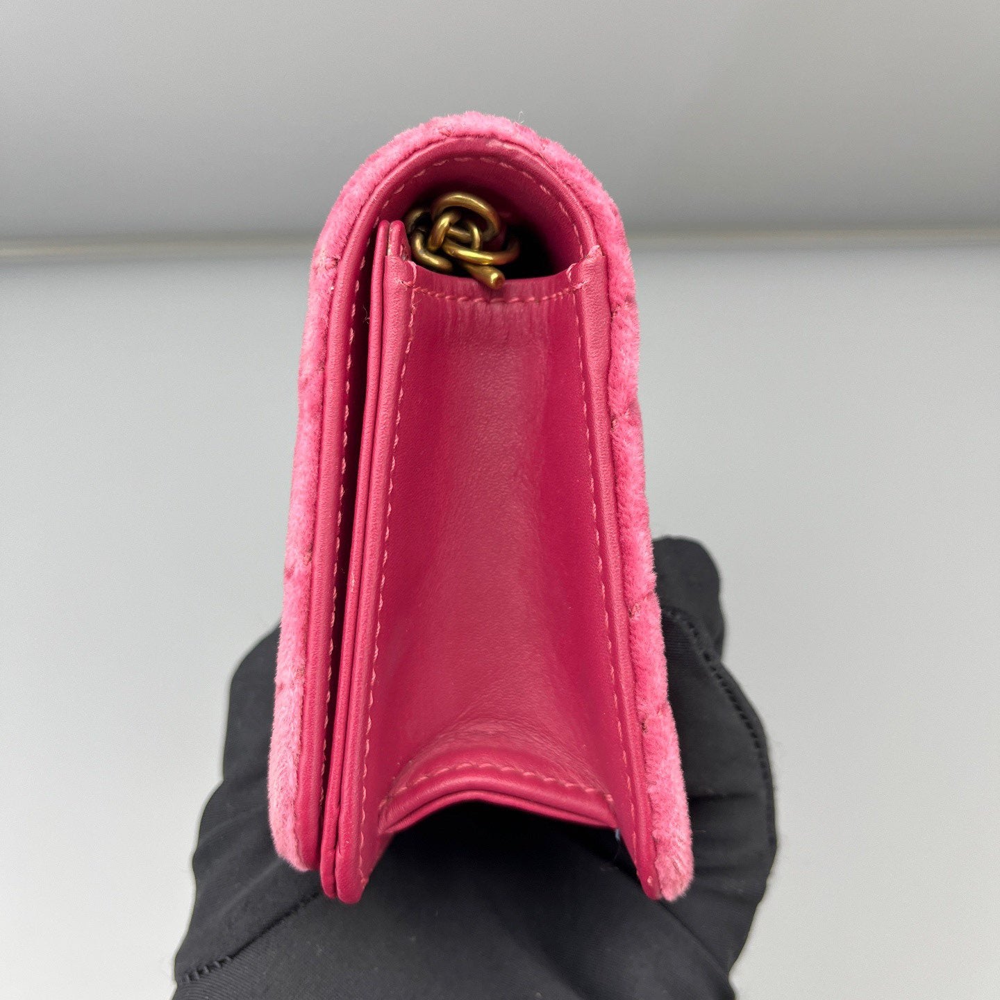 Gucci - GG Marmont Mini WOC with Rhinestone Embellishments - Velvet with leather trim - Rose Red with Gold-Tone Hardware - (mini)
