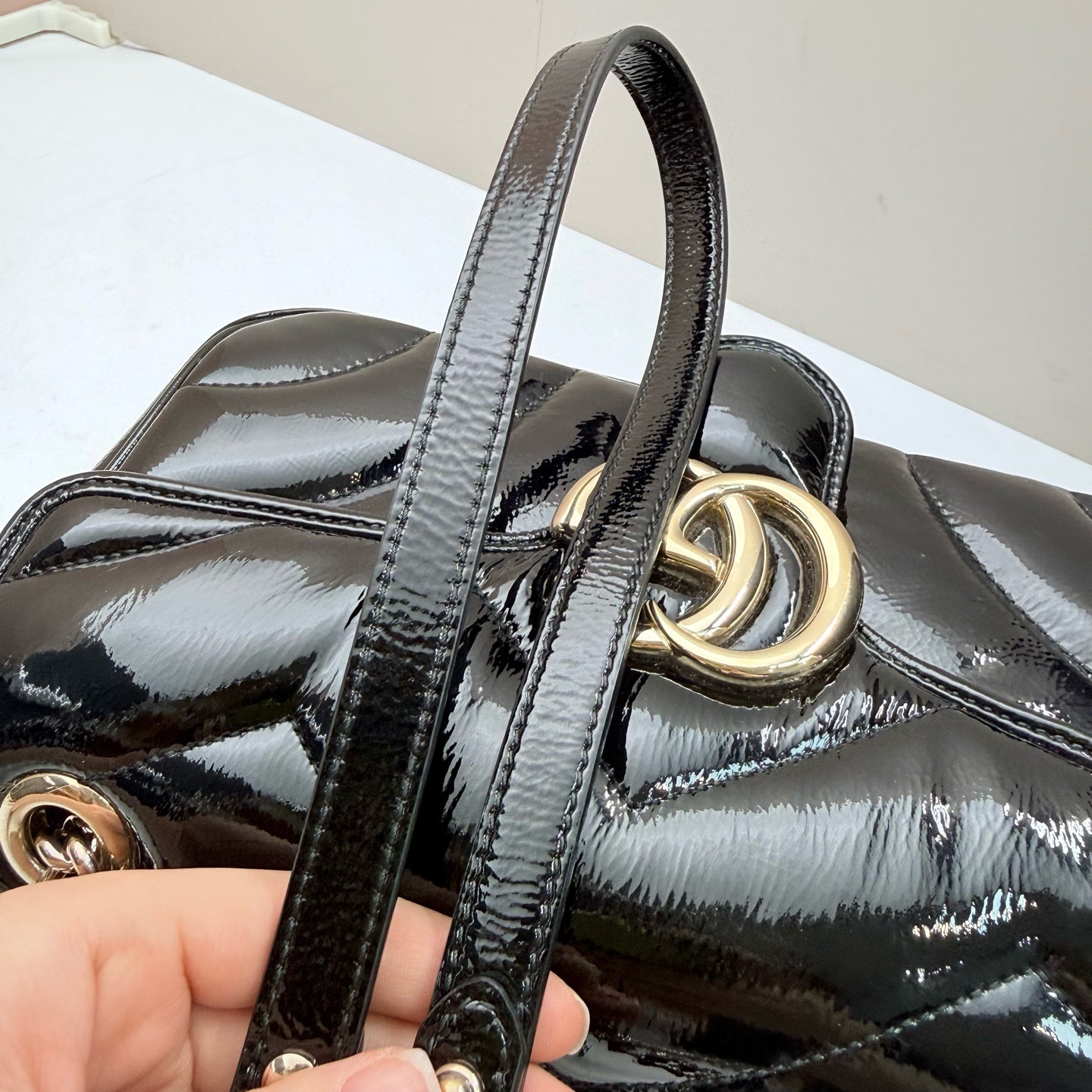 Gucci - GG Marmont - Patent leather - Black - (medium)