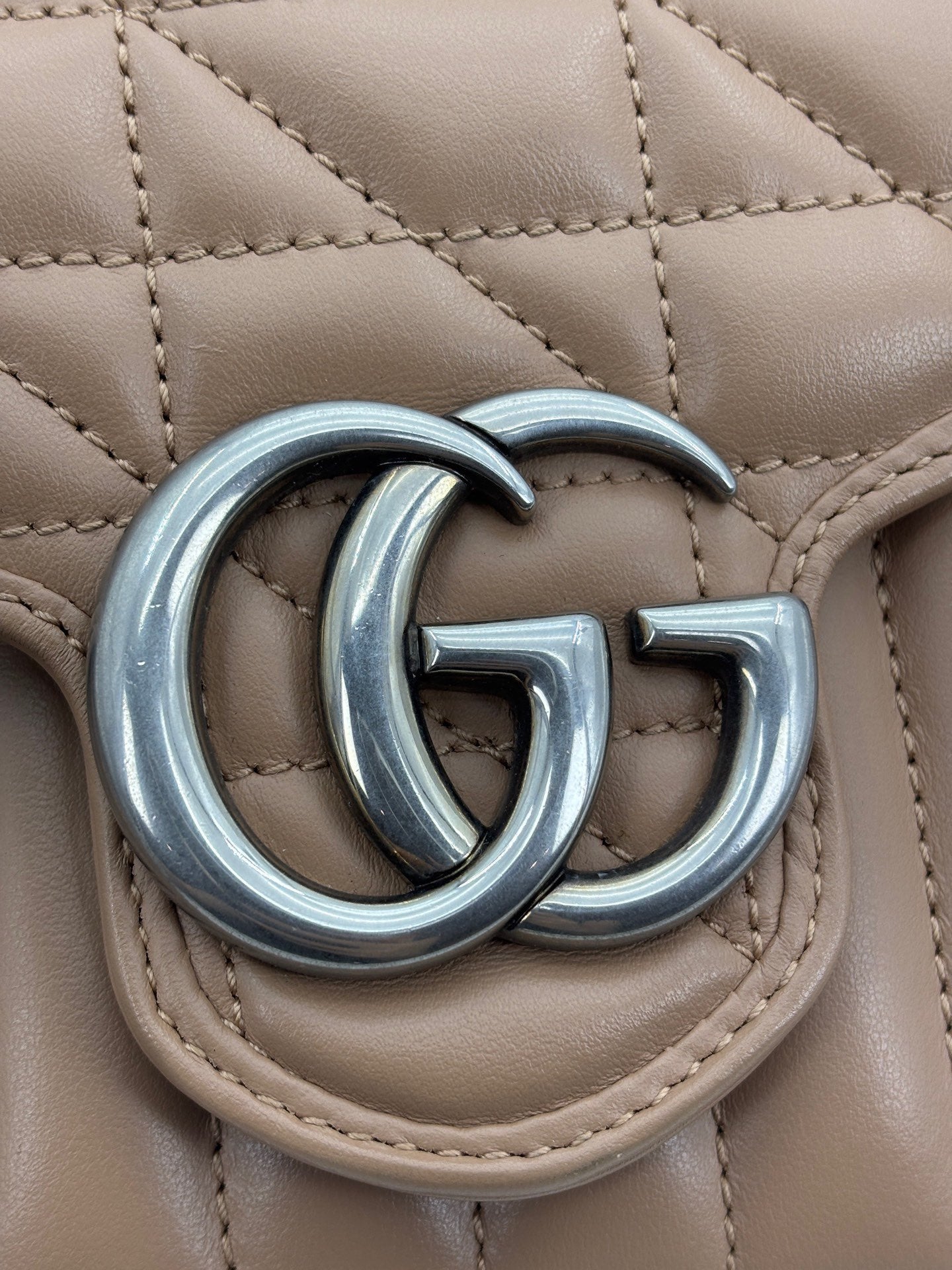 Gucci - GG Marmont Shoulder Bag - Leather - Beige - (Mini)