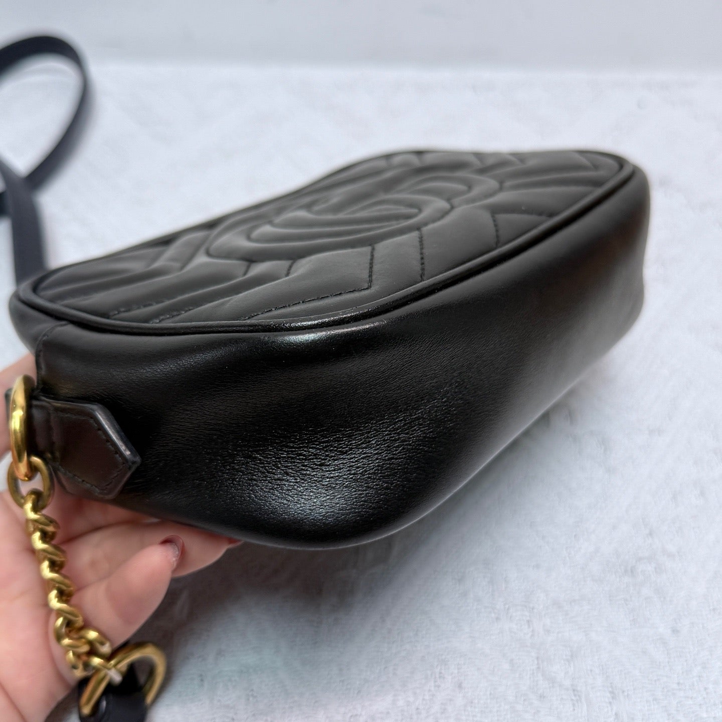 Gucci - GG Marmont Small Chain Bag - Cowhide leather - Black - (Small)