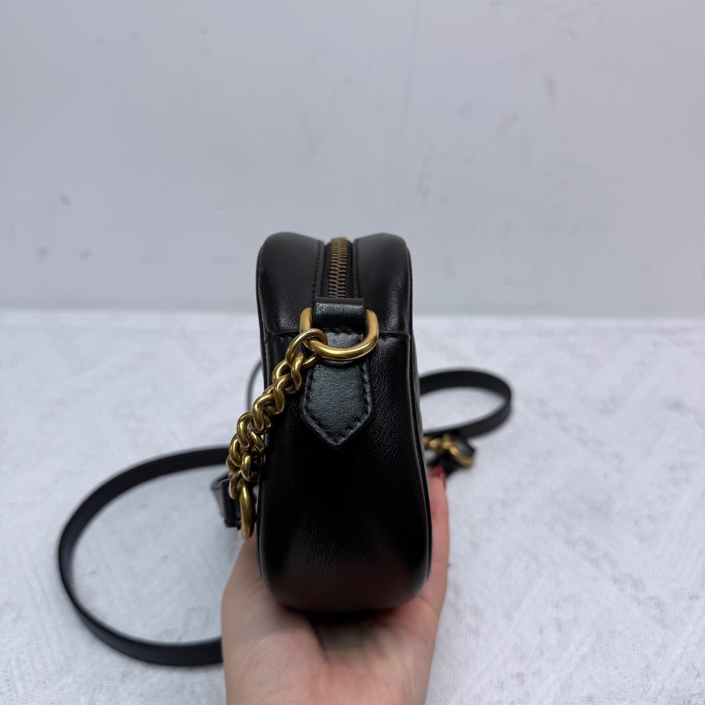 Gucci - GG Marmont Small Chain Bag - Cowhide leather - Black - (Small)