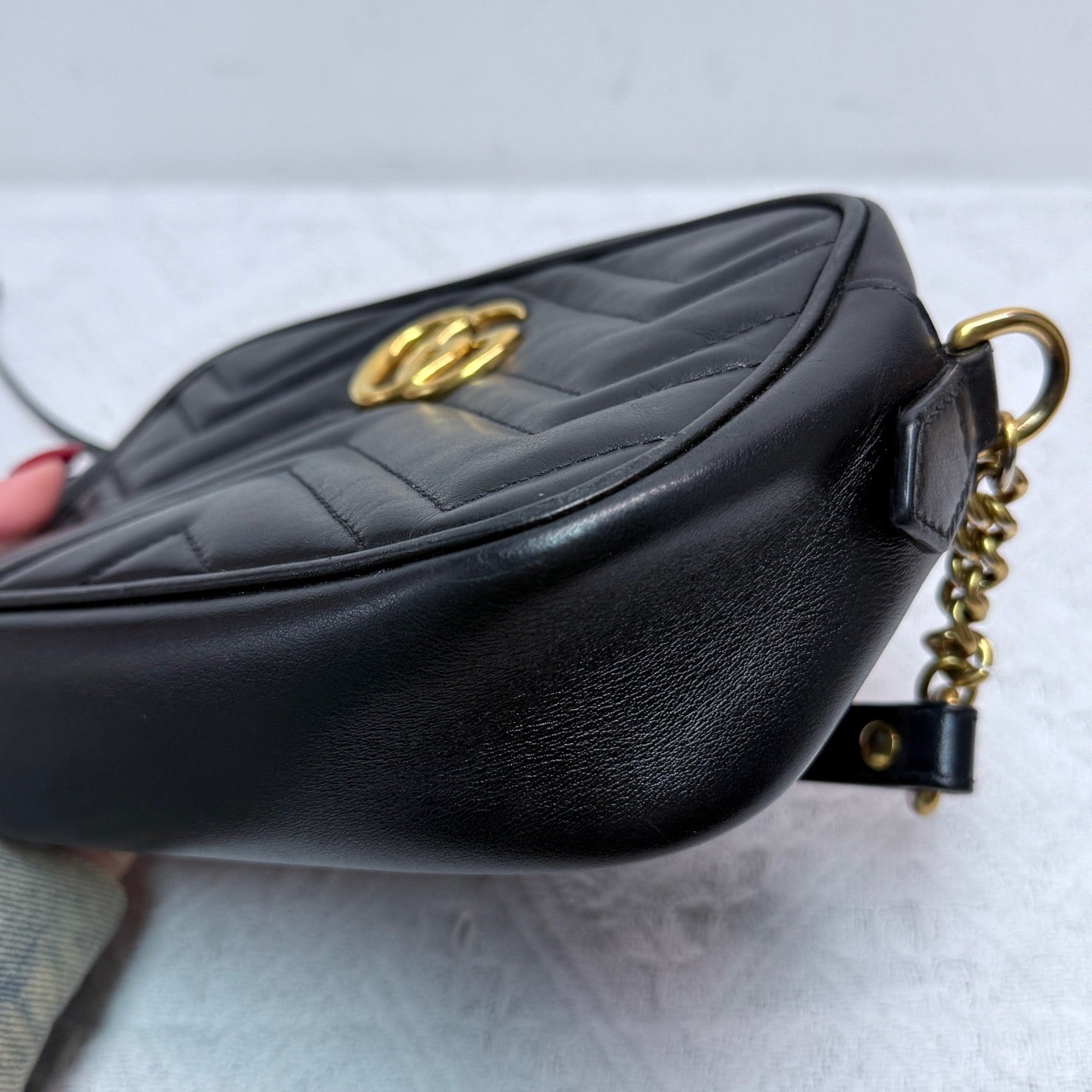 Gucci - GG Marmont Small Chain Bag - Cowhide leather - Black - (Small)