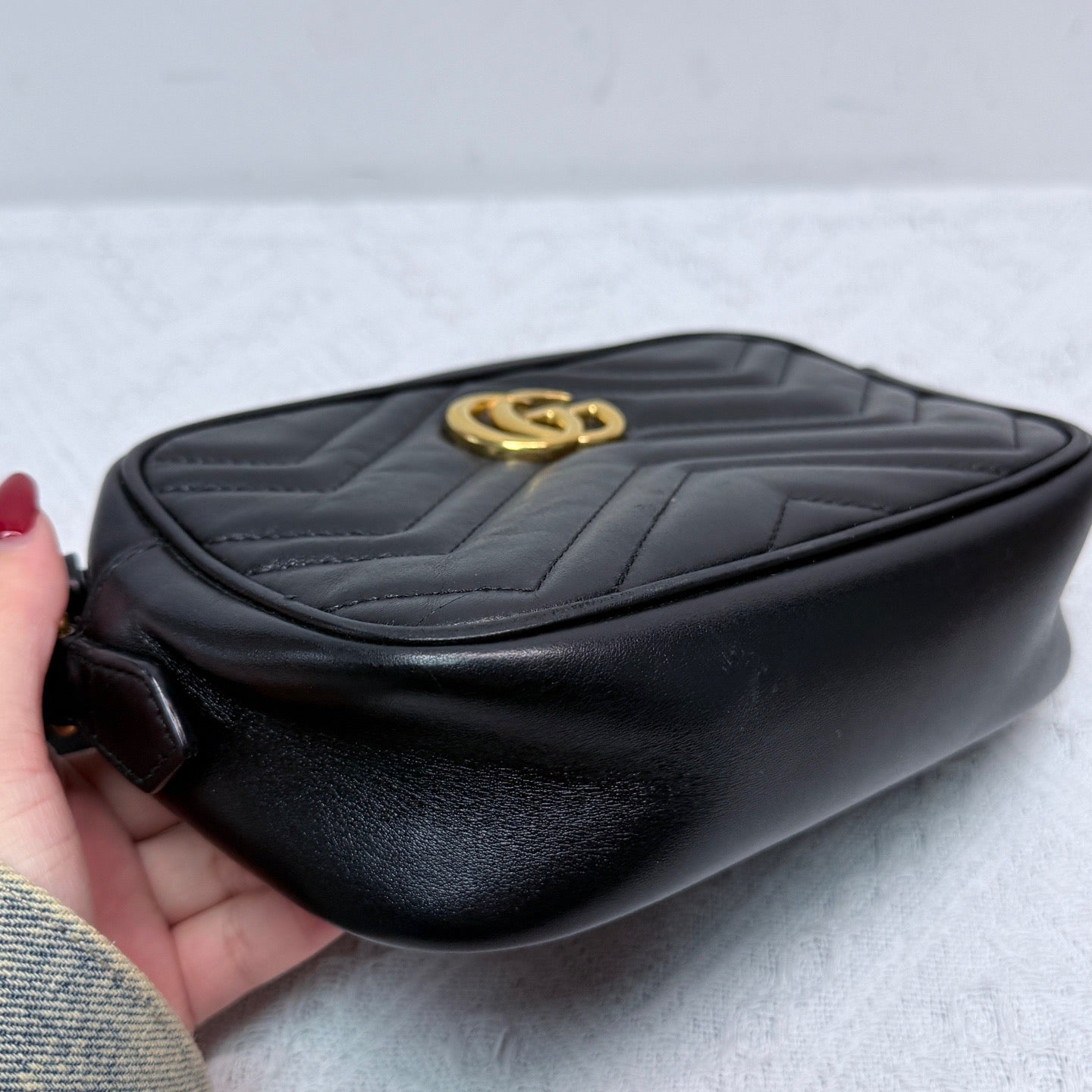 Gucci - GG Marmont Small Chain Bag - Cowhide leather - Black - (Small)