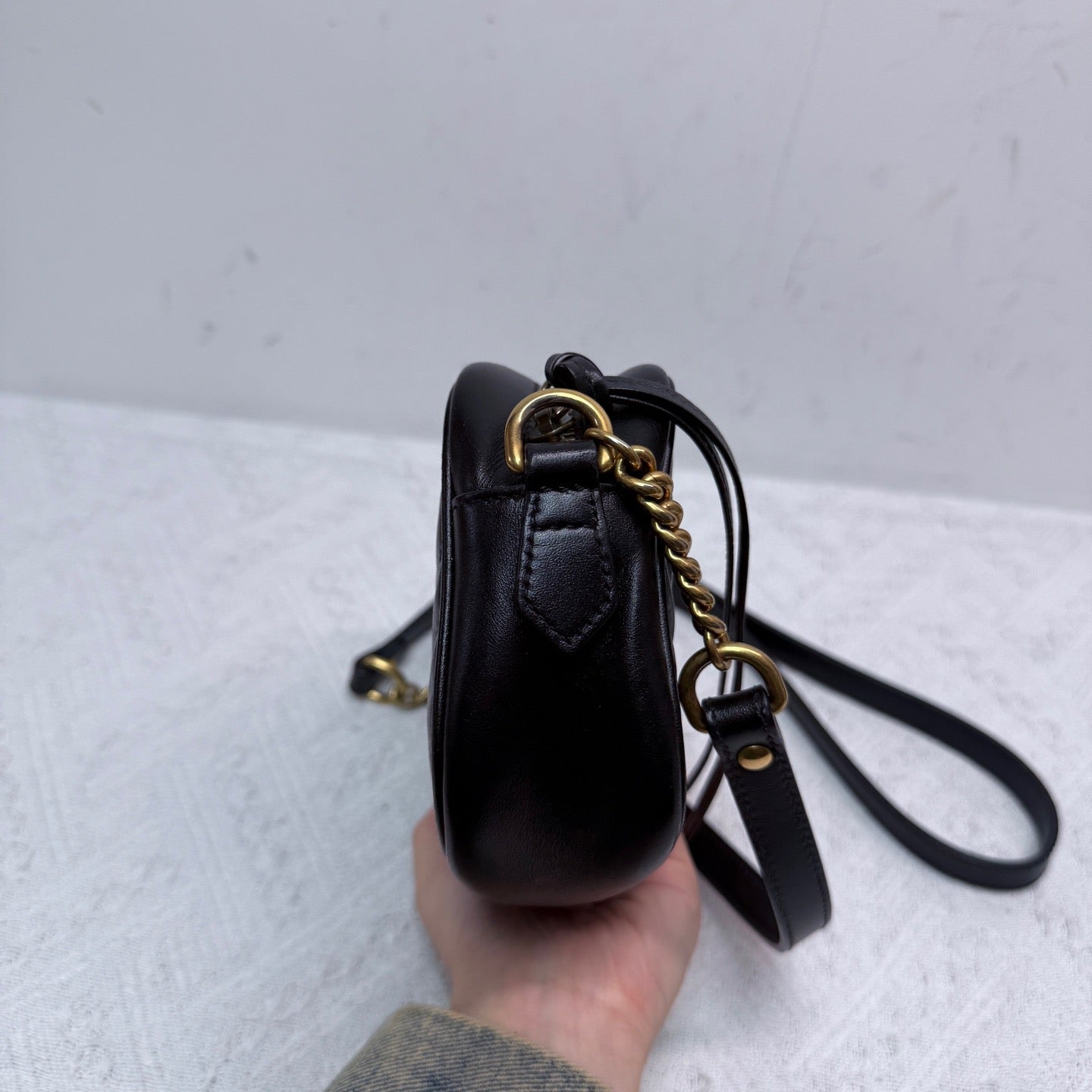 Gucci - GG Marmont Small Chain Bag - Cowhide leather - Black - (Small)