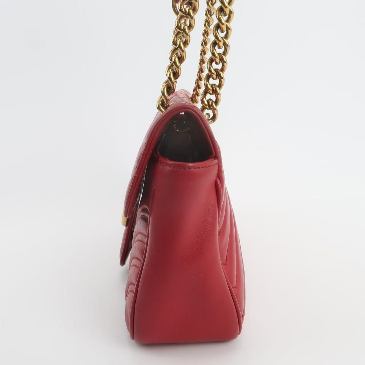 Gucci - GG Marmont Small Flap Bag - Leather - Red - (small)