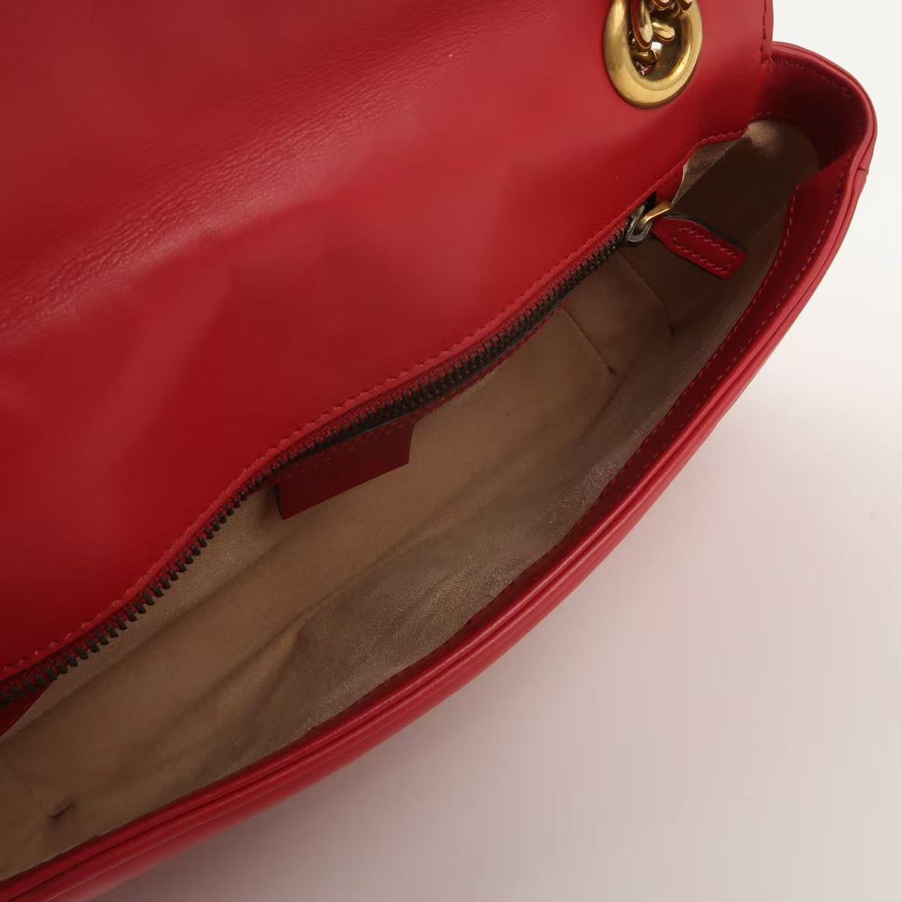 Gucci - GG Marmont Small Flap Bag - Leather - Red - (small)