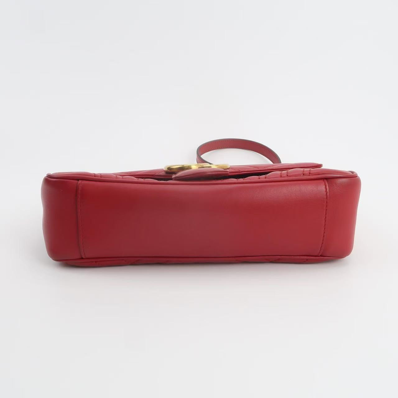 Gucci - GG Marmont Small Flap Bag - Leather - Red - (small)
