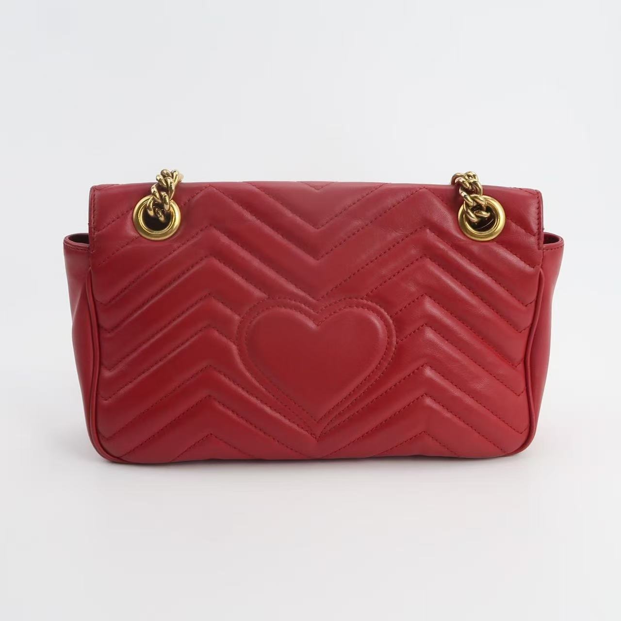 Gucci - GG Marmont Small Flap Bag - Leather - Red - (small)
