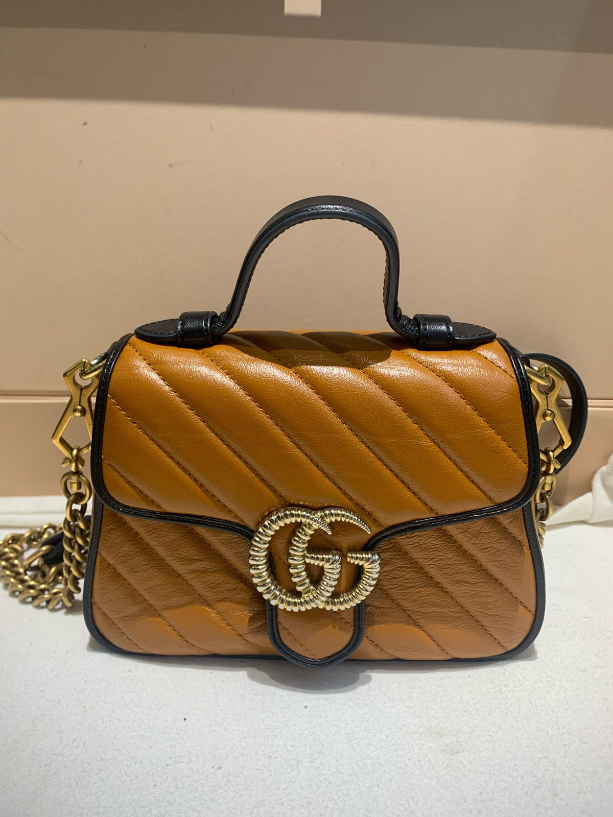 Gucci - GG Marmont Small - Leather - Brown - (small)