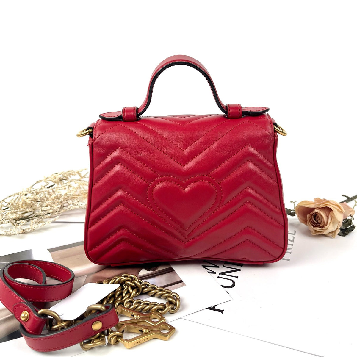 Gucci - GG Marmont Small - Leather - Red - (small)