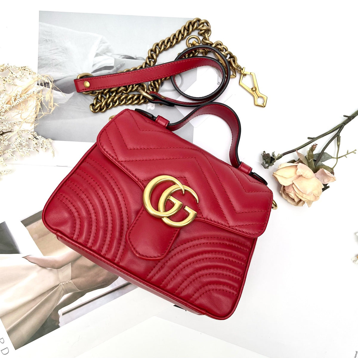 Gucci - GG Marmont Small - Leather - Red - (small)