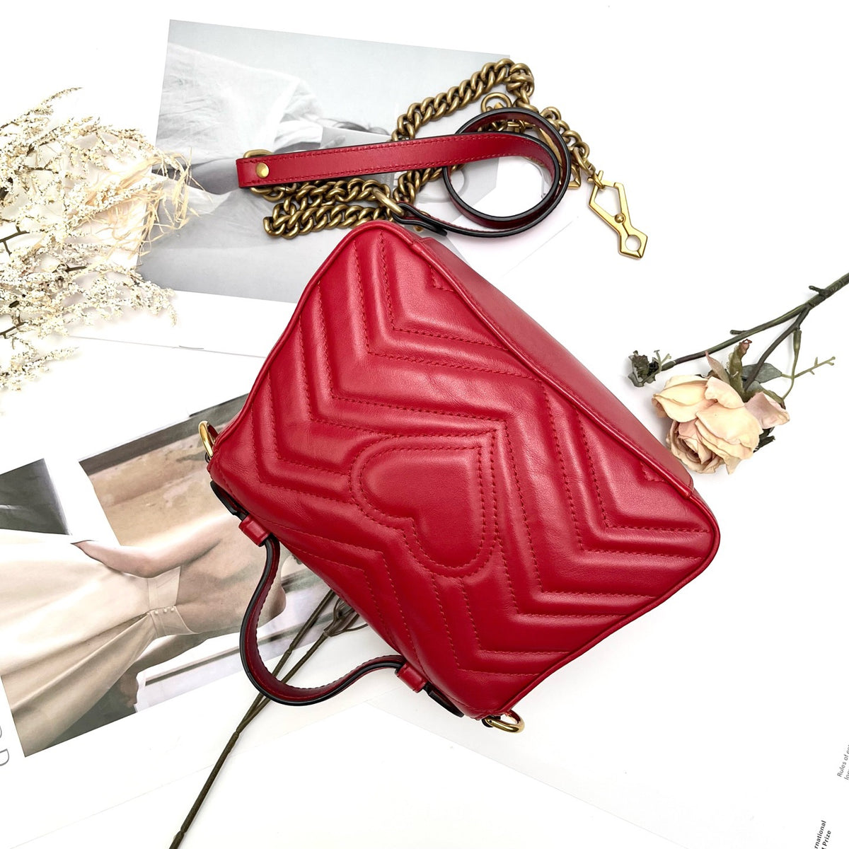 Gucci - GG Marmont Small - Leather - Red - (small)